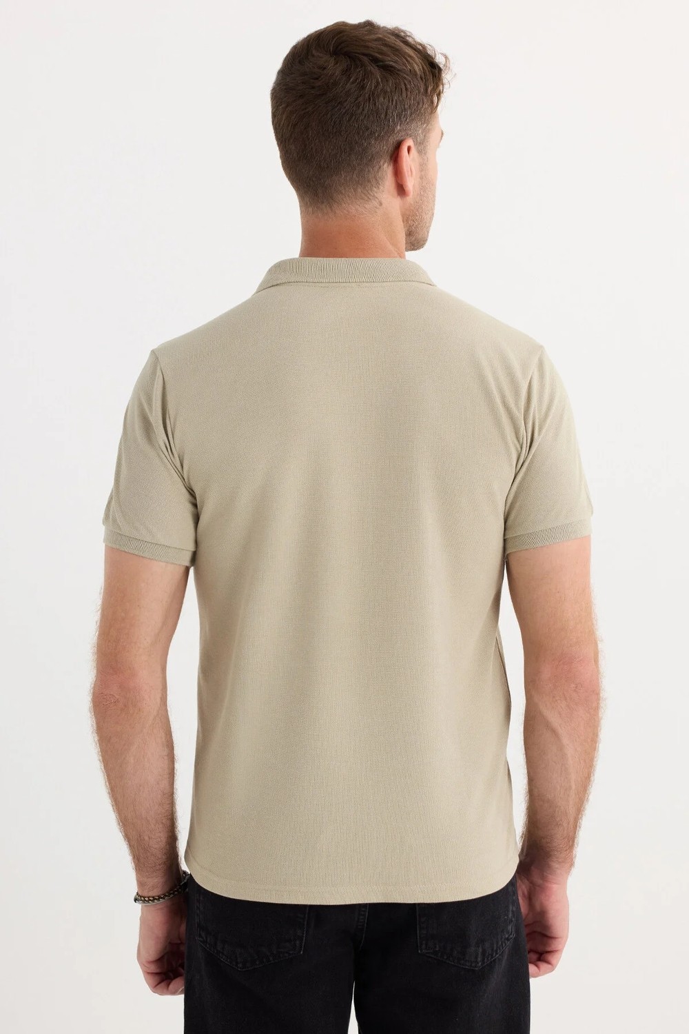 Tudors Erkek Slim Fit Dar Kesim Pamuklu Yumuşak Dokulu Serin Tutan Kumaş Düz Pike Mürdüm Polo Yaka Tişört görsel 7
