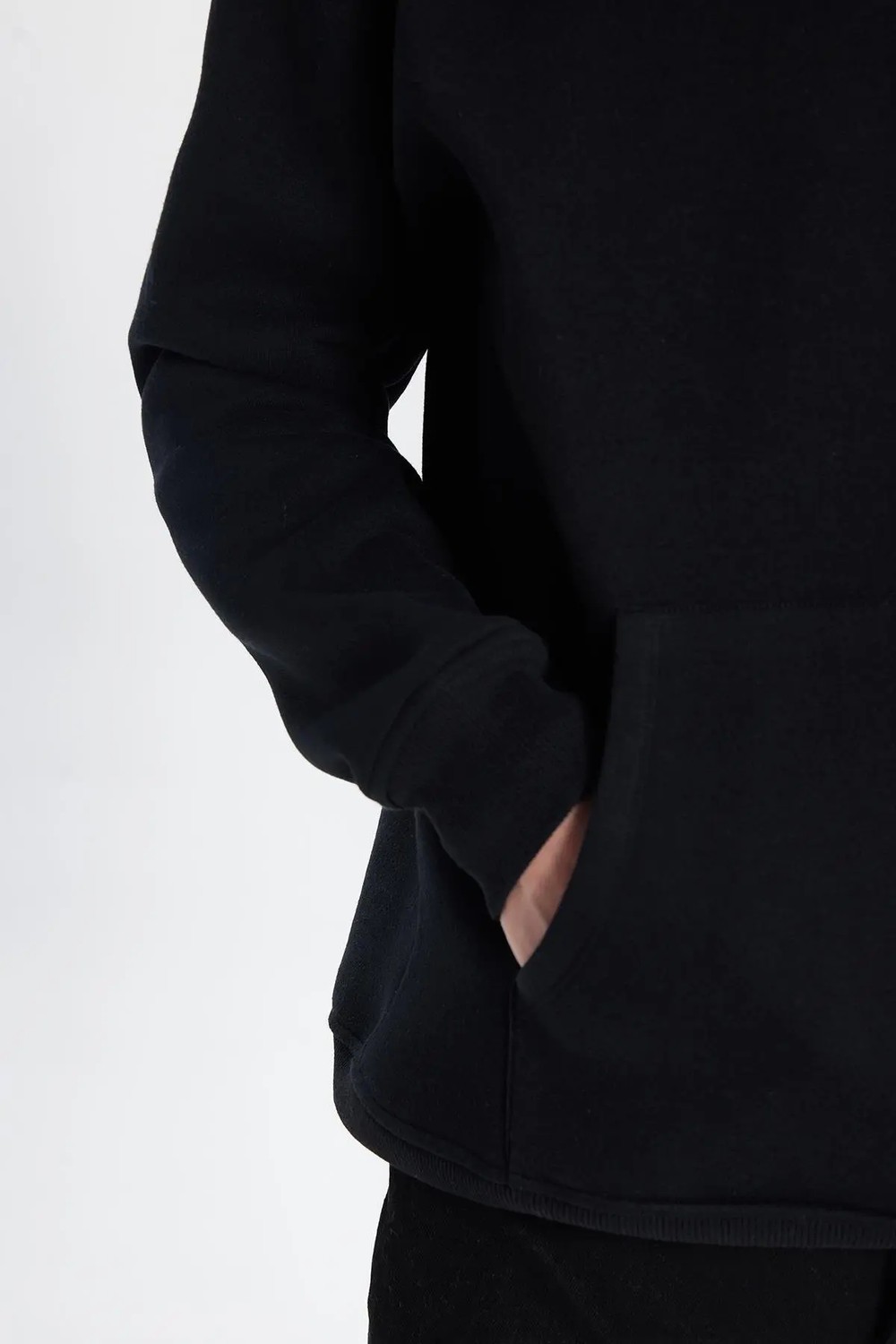 Tudors Unisex Oversize Geniş Kesim Pamuklu Yumuşak Dokulu İçi Polarlı Basic Siyah Kapüşonlu Sweatshirt görsel 4