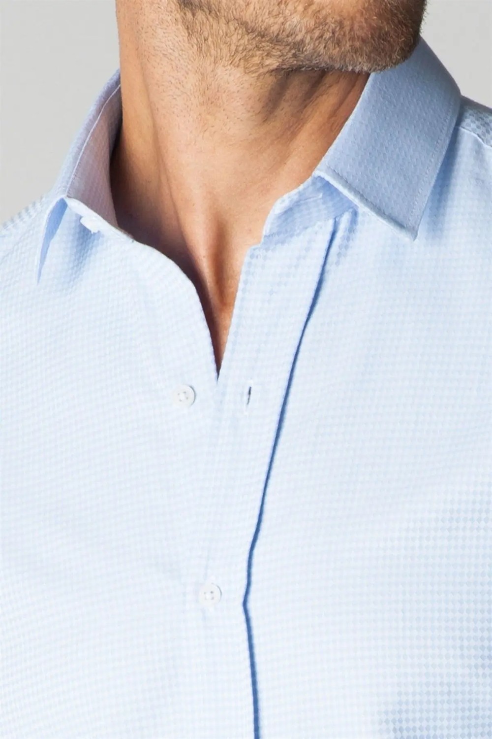Tudors Modern Slim Fit Uzun Kollu Pamuklu Kolay Ütü Armürlü Erkek Mavi Gömlek görsel 8