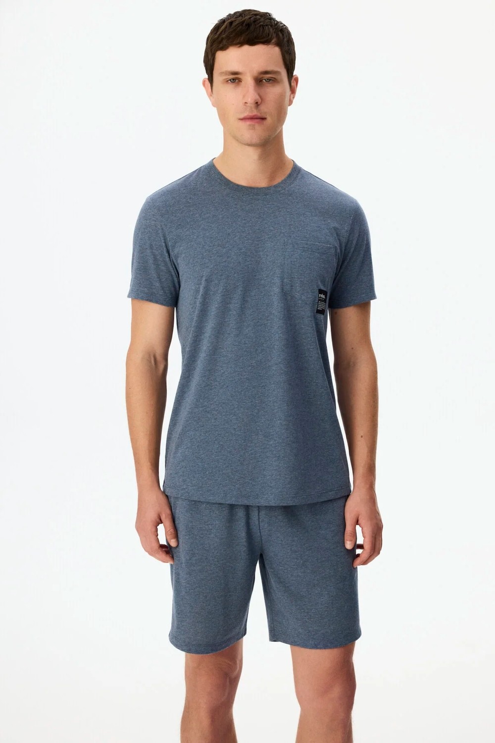 Penti Erkek İndigo Melanj Soft Indigo Kısa Kollu Şort Pijama Takımı