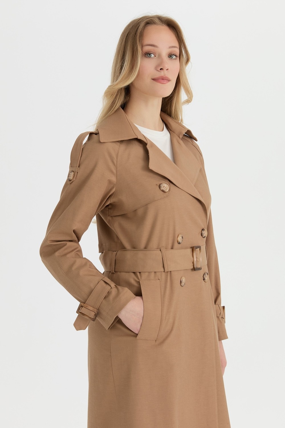Esswaap Trençkot Camel görsel 3