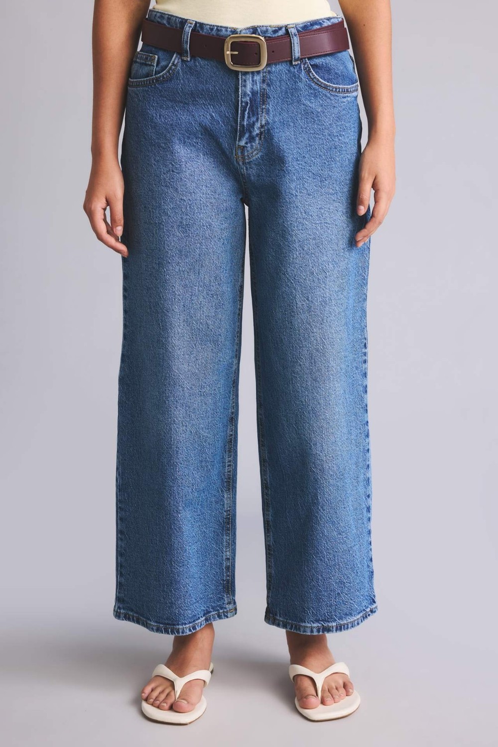 DeFacto Culotte Fit Geniş Paça Yüksek Bel Mavi Pantolon H7624AX26AU görsel 4