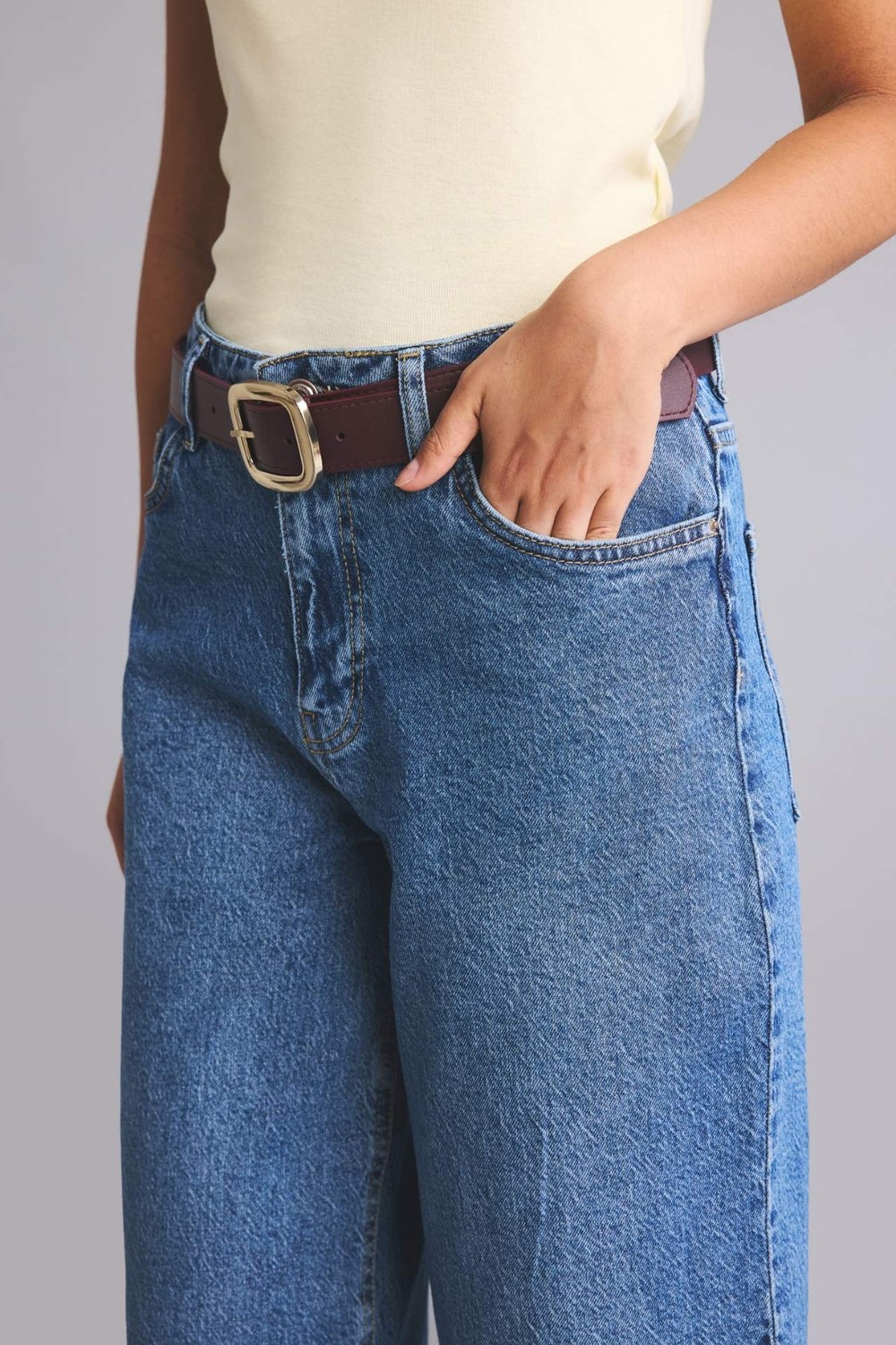 DeFacto Culotte Fit Geniş Paça Yüksek Bel Mavi Pantolon H7624AX26AU görsel 5