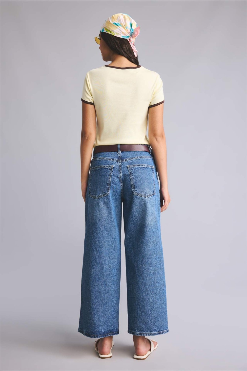 DeFacto Culotte Fit Geniş Paça Yüksek Bel Mavi Pantolon H7624AX26AU görsel 6