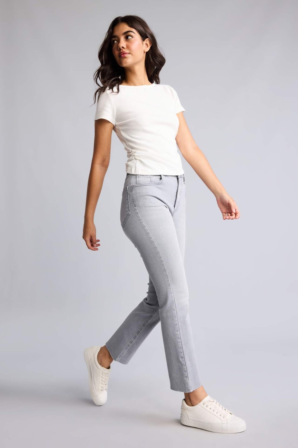 DeFacto Crop Flare Fit Yüksek Bel Gri Jean Pantolon I1912AX26AU