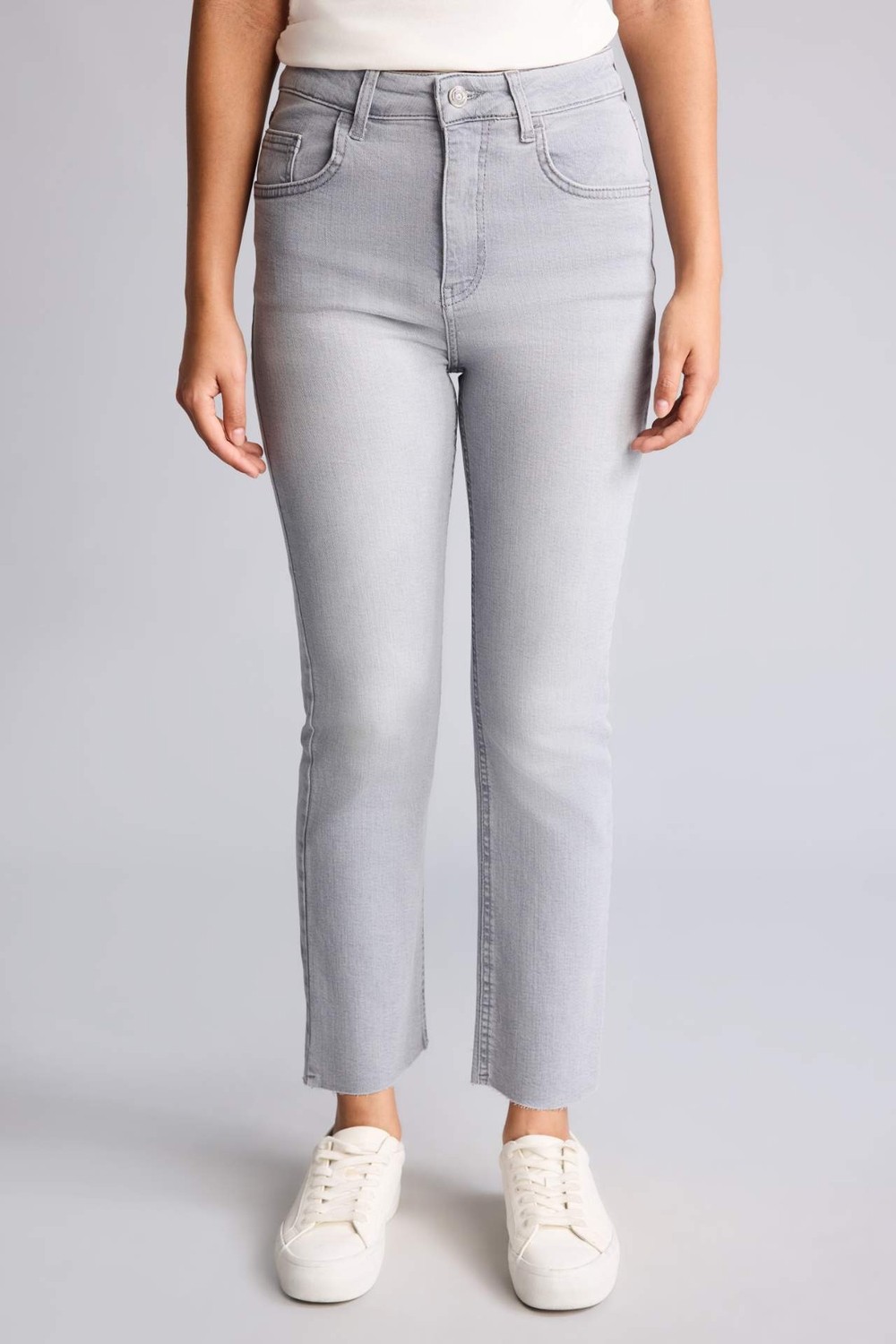 DeFacto Crop Flare Fit Yüksek Bel Gri Jean Pantolon I1912AX26AU görsel 3