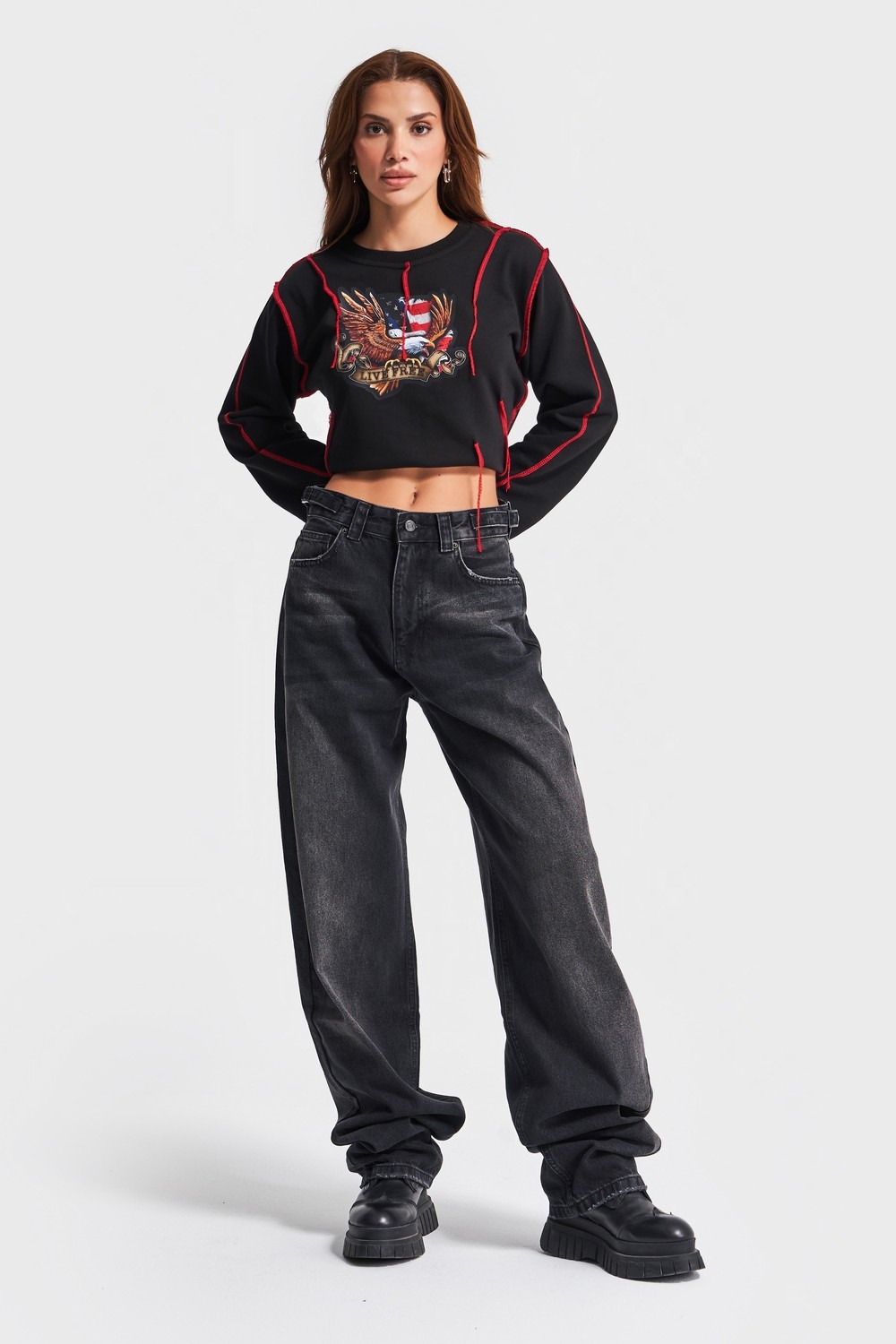It's Basic Kadın Açık Kot 4s6-32 Süper Baggy Fit Denim Jean görsel 8