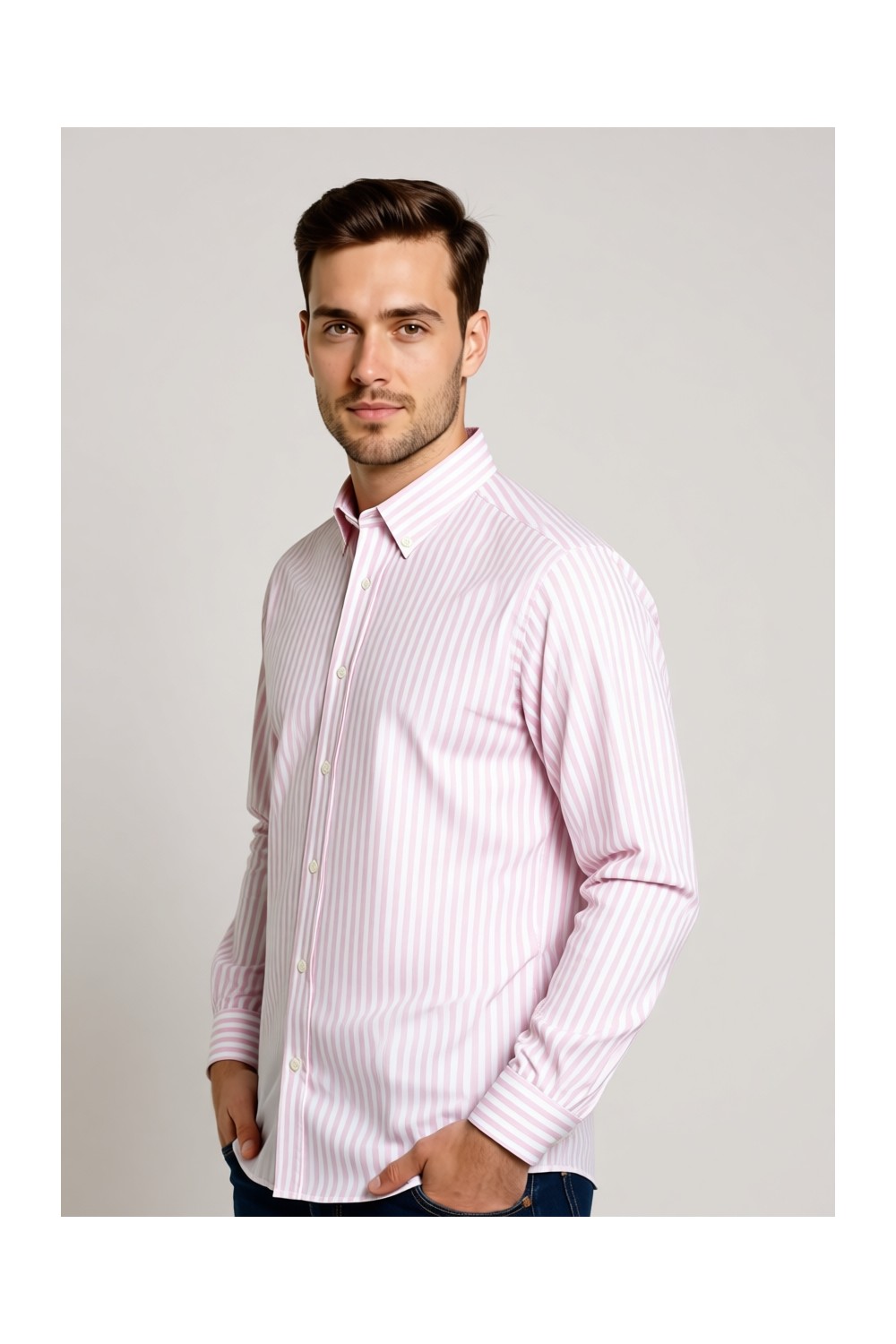 D'S Damat Ds Damat Slim Fit Yeşil Çizgili Gömlek 0HC02ORT11265 görsel 5