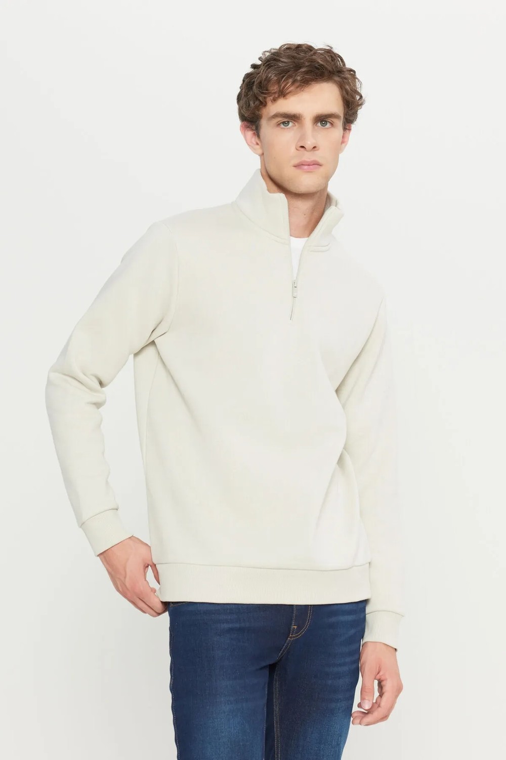Altınyıldız Classics Standart Fit Normal Kesim Içi Polarlı Bato Yaka Pamuklu Sweatshirt görsel 8