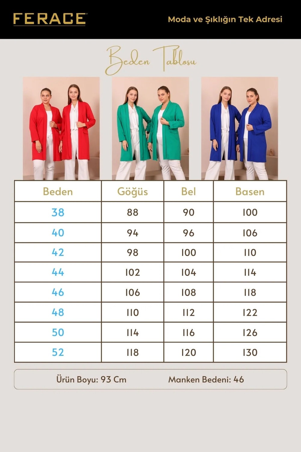 FERACE Blazer Buyuk Beden Kadin Ceket Tesettur Giyim Blazer Ceket görsel 7