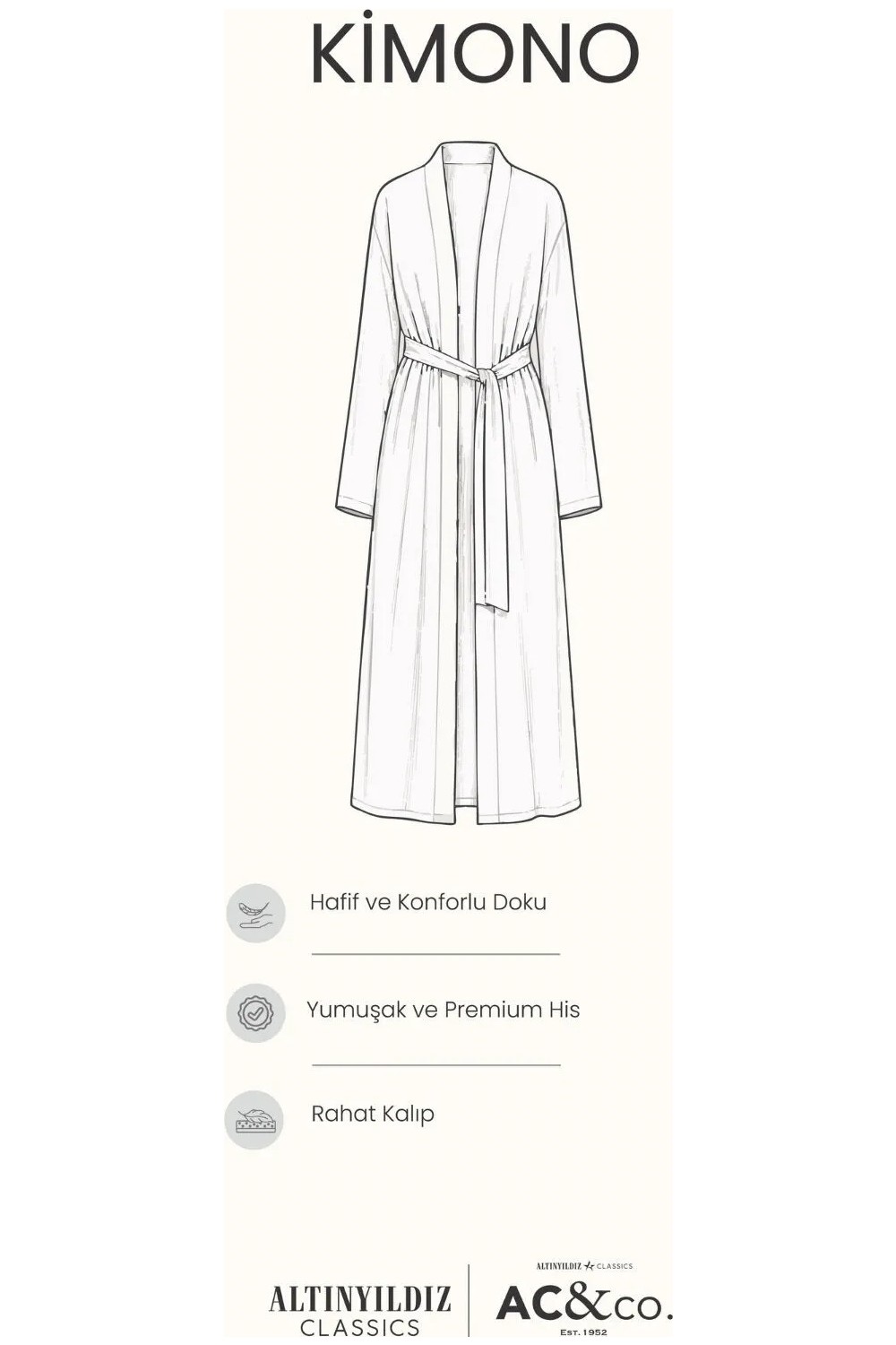 Altınyıldız Classics Kadın Beyaz Esnek Kimono Premium Viskon Yumuşak Dokulu Rahat Standart Fit Şal Yaka görsel 4