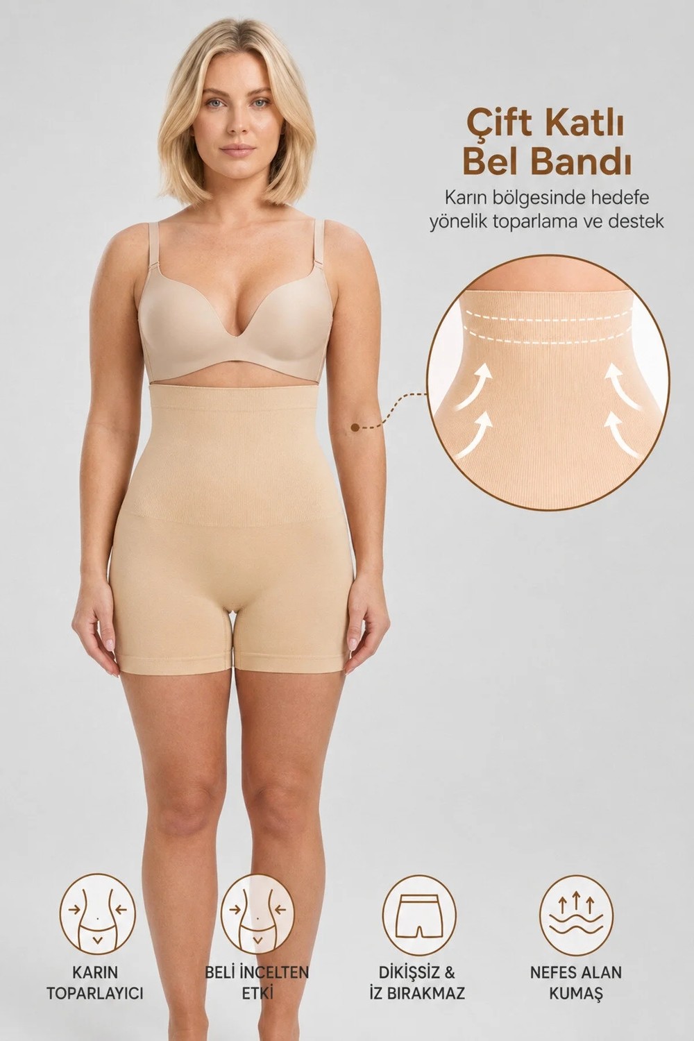 Formactive 1055 Kadın Mini Dikişsiz Boxer Korse Kalça ve Bel Sıkılaştırıcı - Yüksek Bel & Toparlayıcı İç Giyim Siyah M