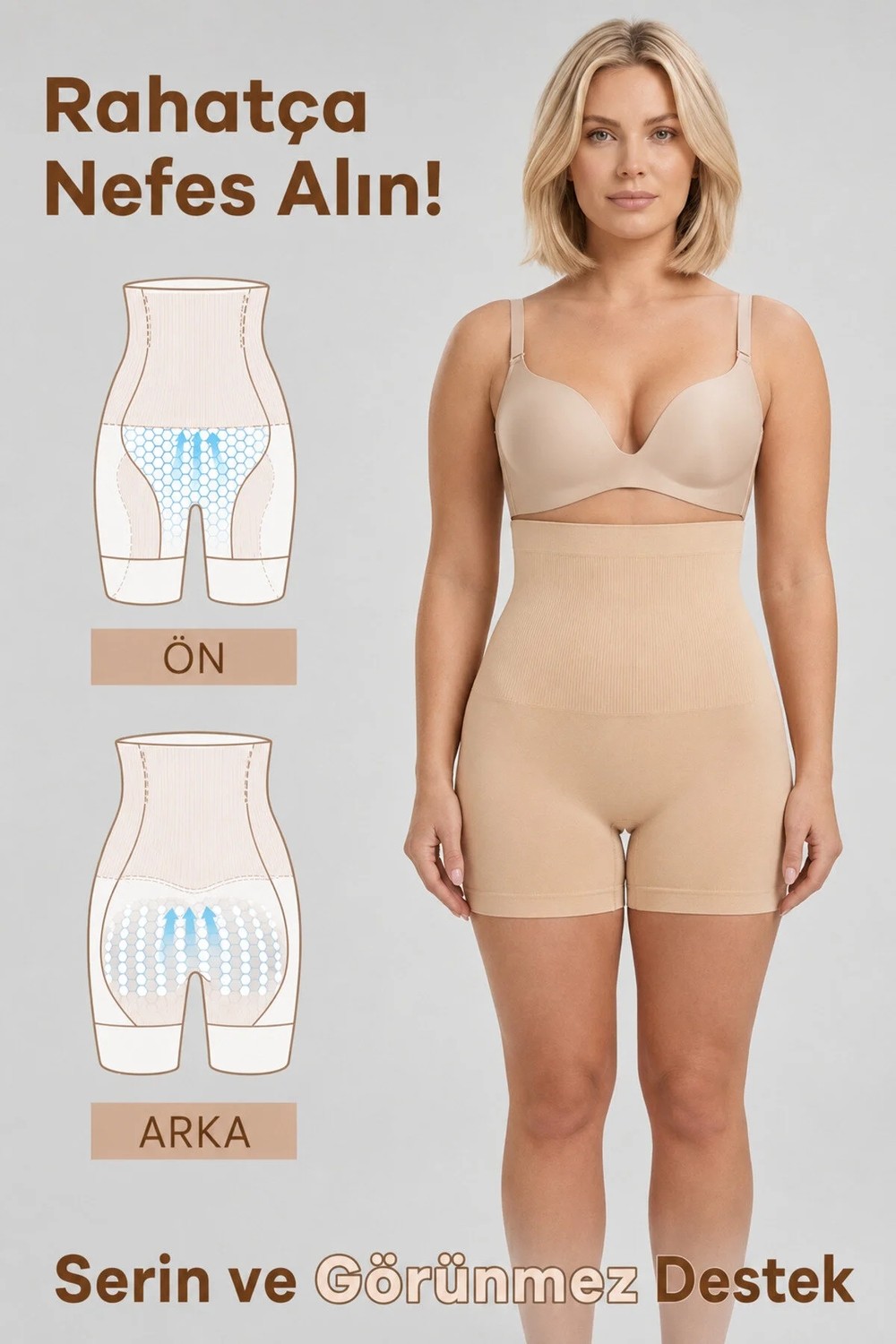Formactive 1055 Kadın Mini Dikişsiz Boxer Korse Kalça ve Bel Sıkılaştırıcı - Yüksek Bel & Toparlayıcı İç Giyim Siyah M görsel 2