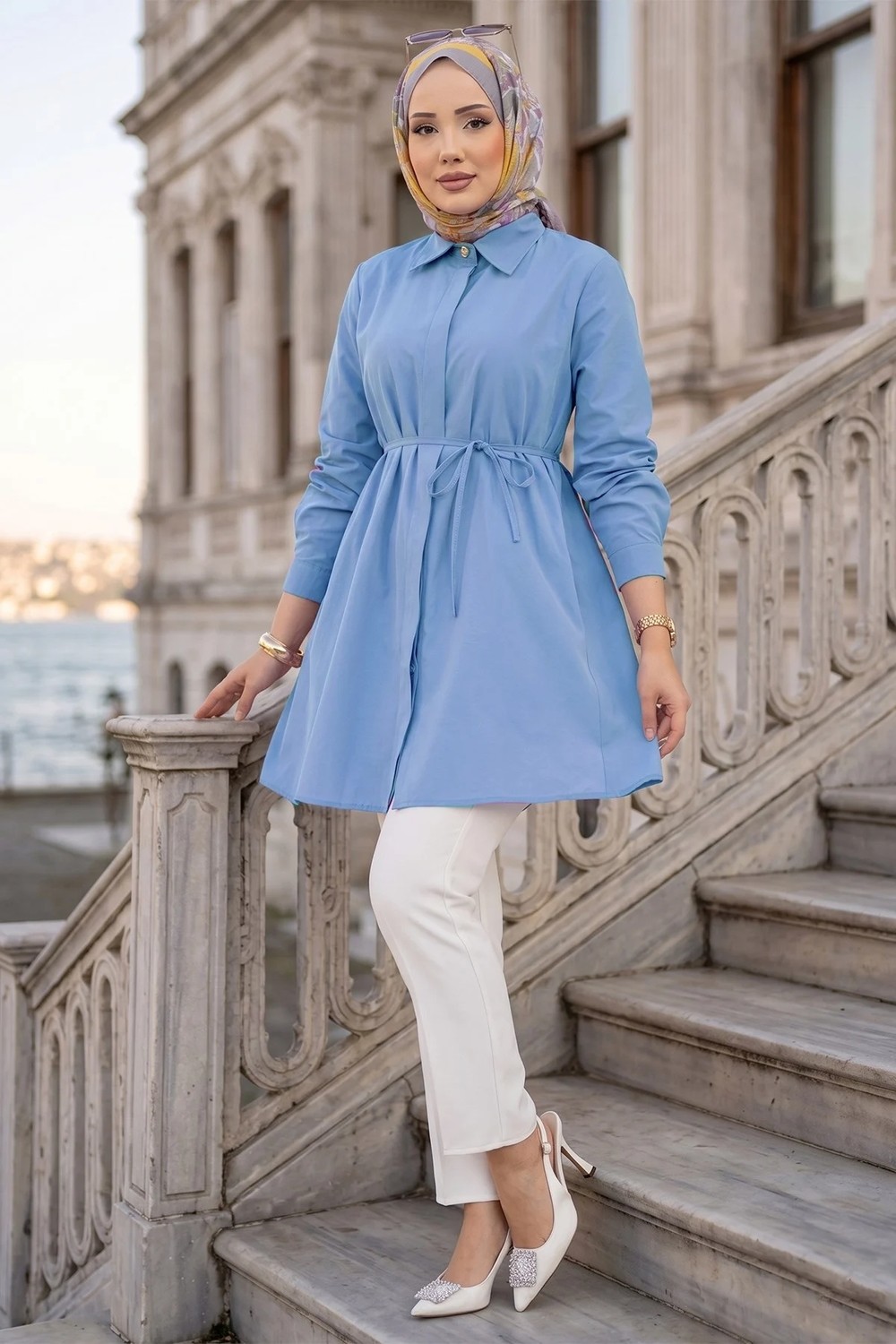 Hafsa Mina Bağlamalı Cepli Tunik Mint HM2911