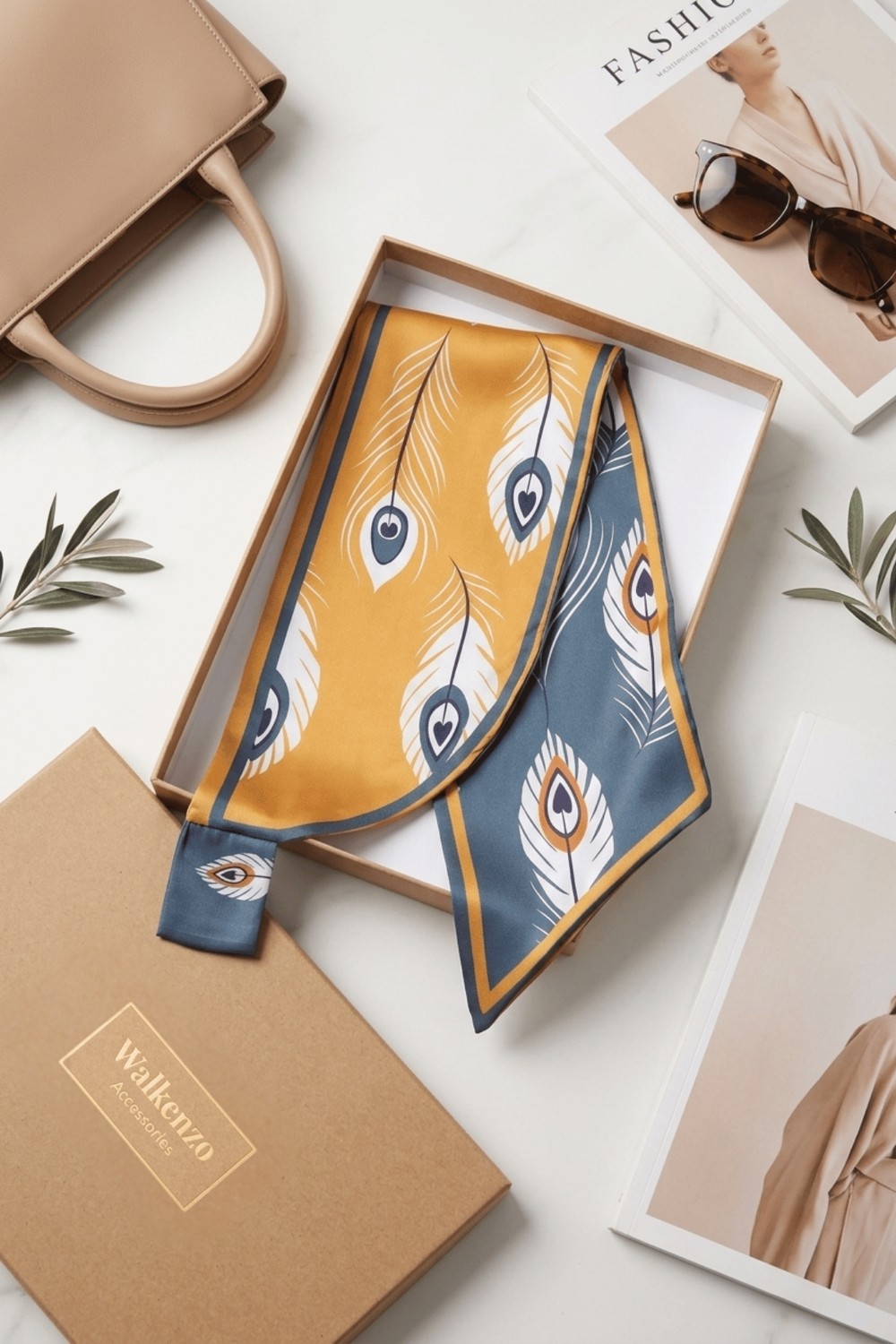 Walkenzo Tüy Desenli Çift Taraflı Kullanıma Uygun Kadın Kravat Fular