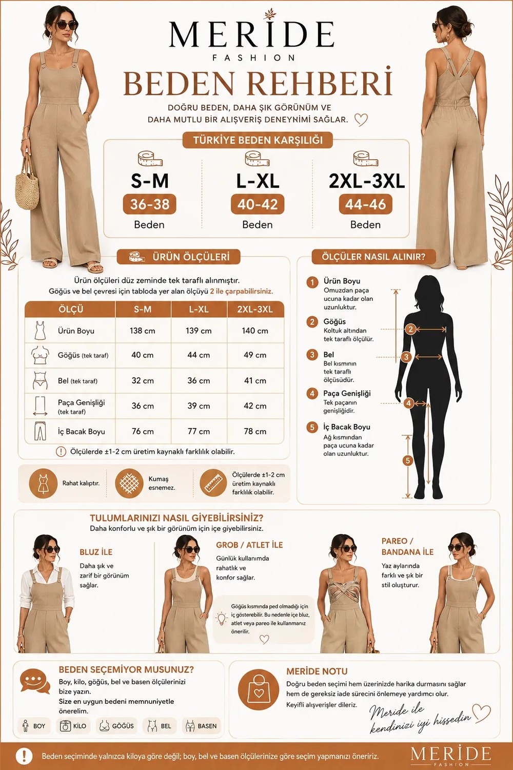Meride Fashion Kadın Askılı Halka Detaylı Arkadan Çapraz Tulum görsel 3