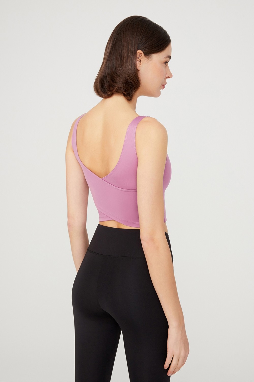 Los Ojos Hafif Destekli Siyah Crop Top Spor Büstiyer Sabit Kaplı Dokuma ile Şık Tasarım