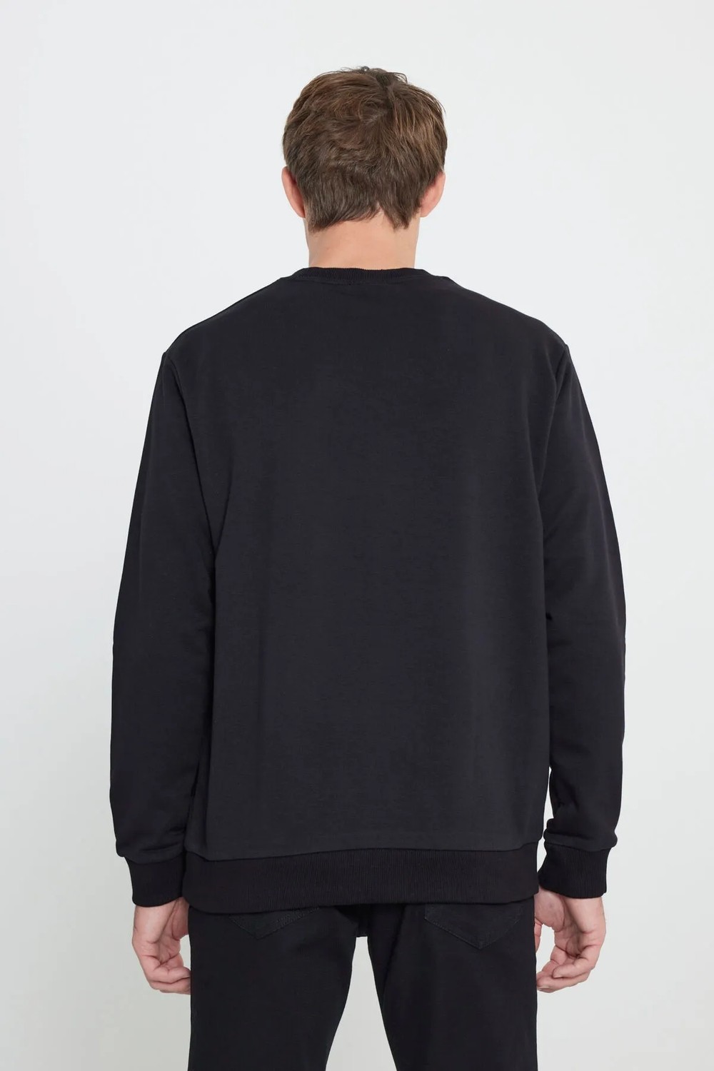 Altınyıldız Classics Erkek Siyah Standart Fit Normal Kesim Içi Polarlı 3 Iplik Bisiklet Yaka Pamuklu Sweatshirt görsel 4