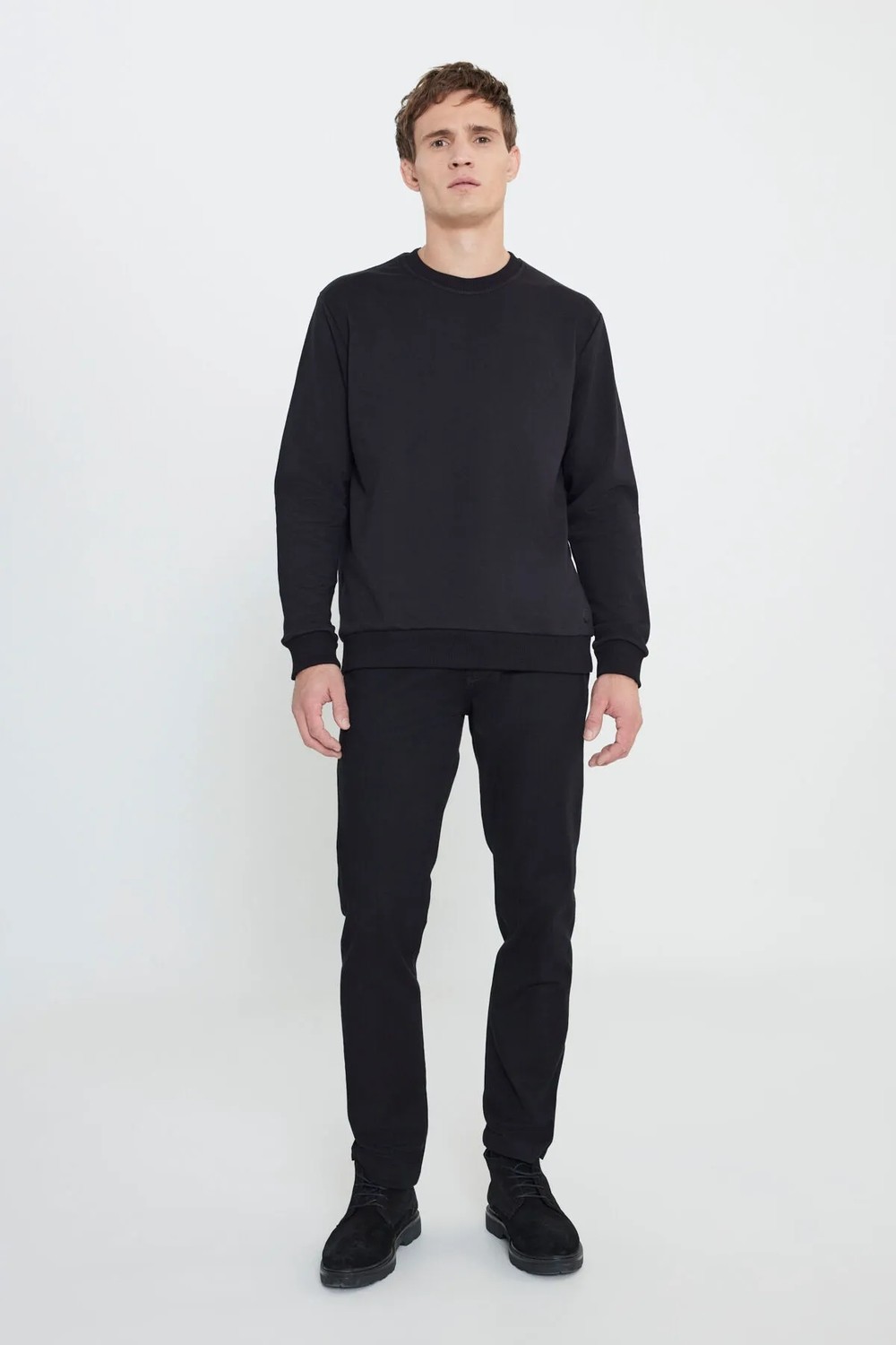 Altınyıldız Classics Erkek Siyah Standart Fit Normal Kesim Içi Polarlı 3 Iplik Bisiklet Yaka Pamuklu Sweatshirt görsel 5