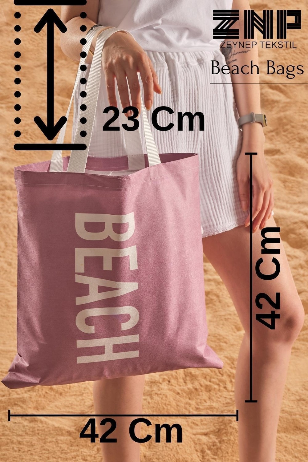 Seraser Beach Desen Baskılı Plaj Çantası görsel 4