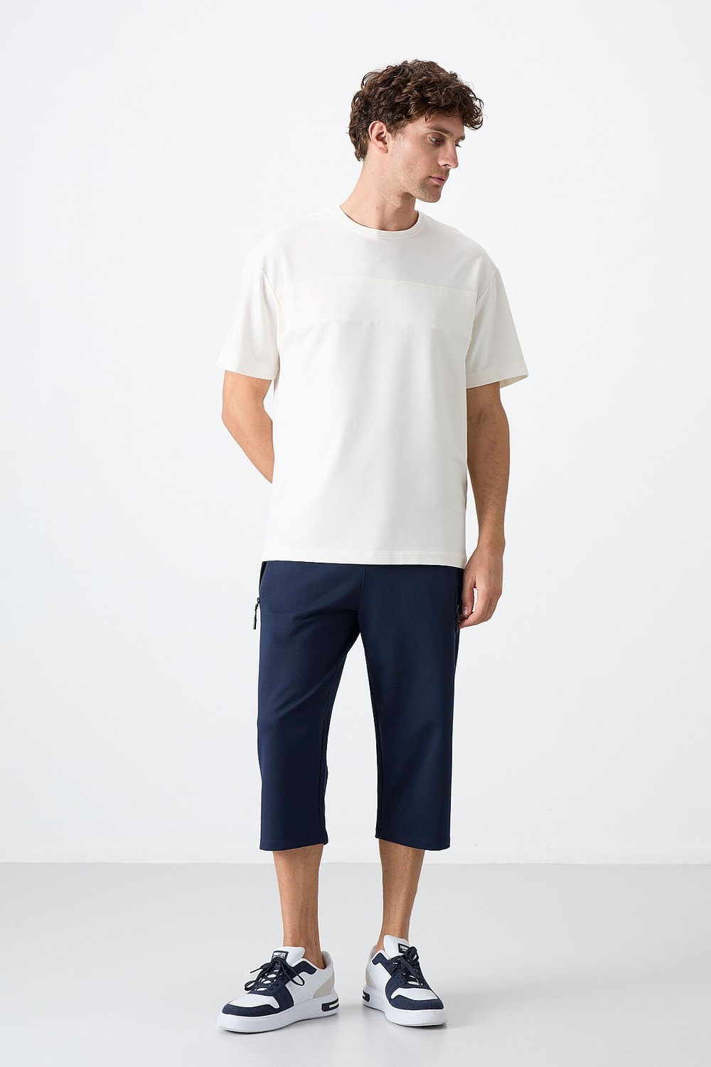 Tommy Life Indigo Fermuar Cepli Standart Kalıp Klasik Paça Erkek Kapri - 83091