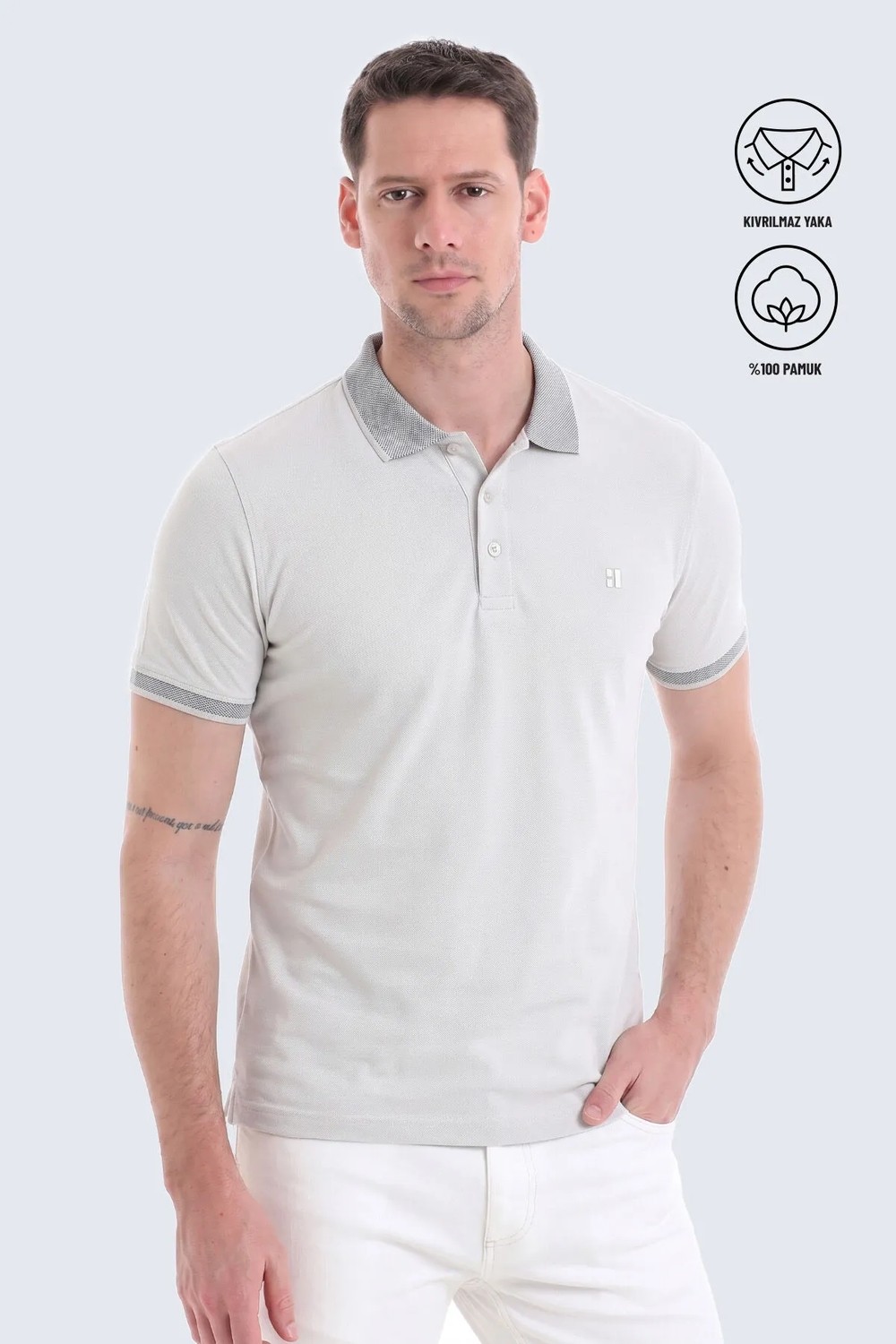 Hatemoğlu Erkek Lacivert %100 Pamuk Regular Fit Polo Yaka Tişört