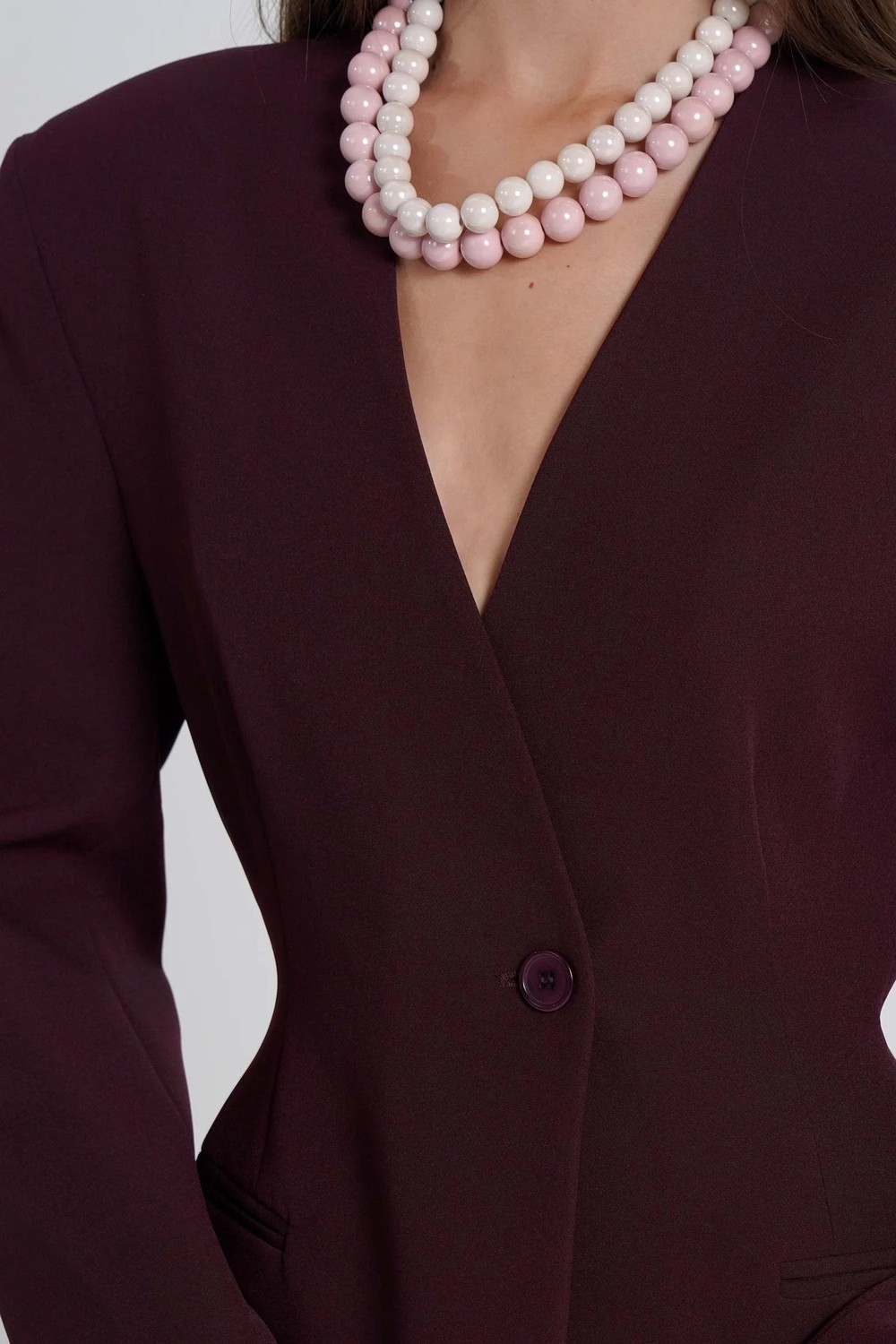 Thalure Kadın Siyah Yakasız Blazer görsel 5