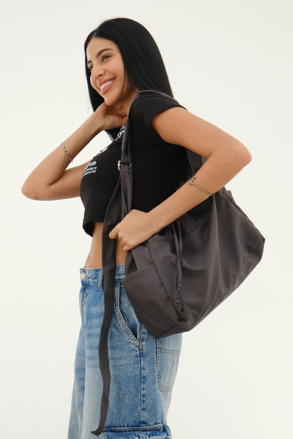 Mute Bag Süet Black Tote Bag / Siyah Çapraz Kullanıma Uygun Süet Kadın Omuz Çantası (50*30)