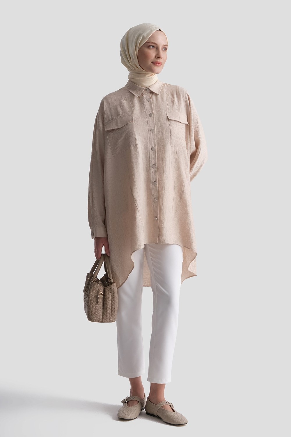 Armine Rayon Karışımlı Tunik Bej
