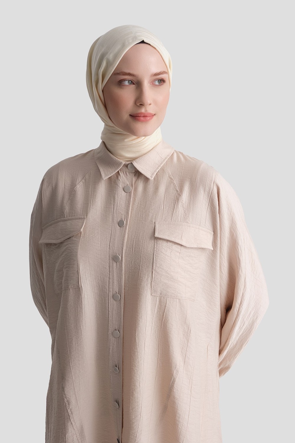 Armine Rayon Karışımlı Tunik Bej görsel 4