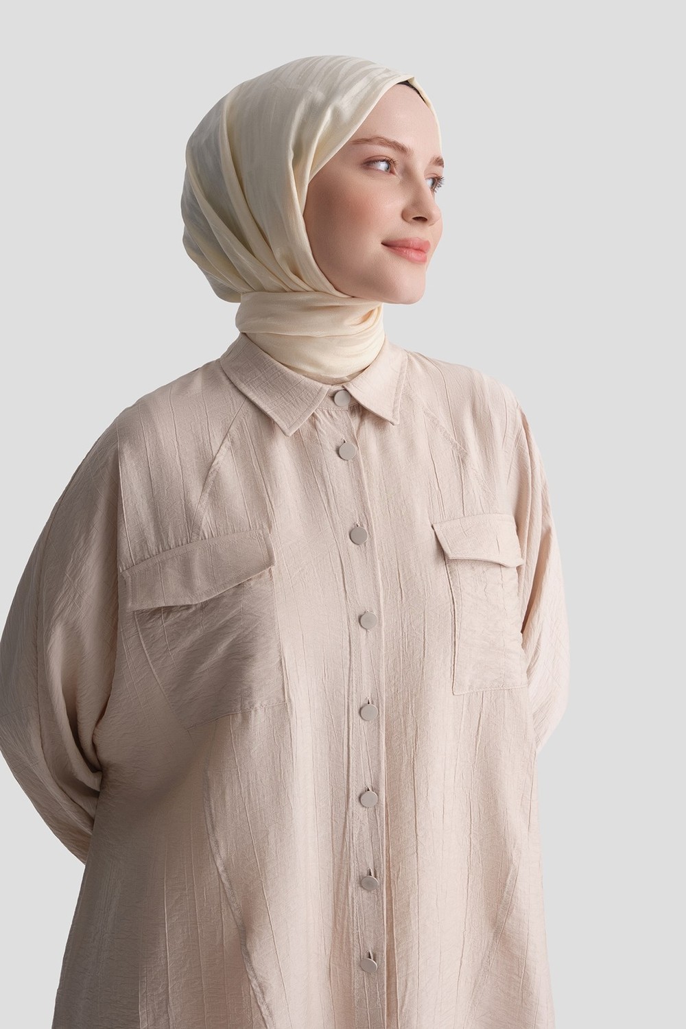 Armine Rayon Karışımlı Tunik Bej görsel 5