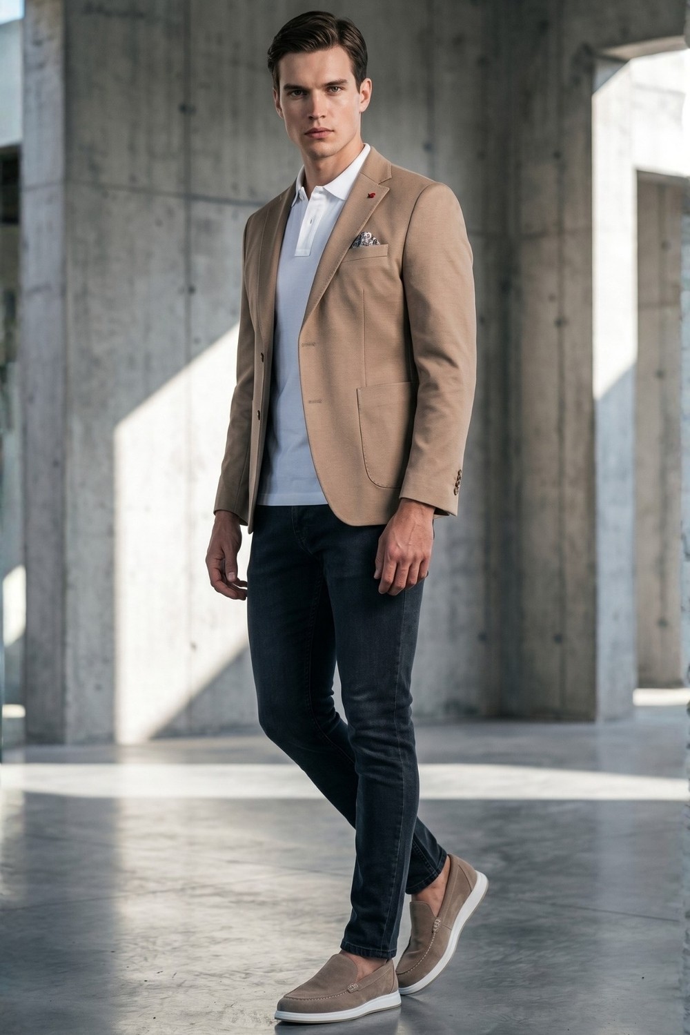 İmza Camel 6 Drop Slim Fit Pamuklu Ceket 1002260126
