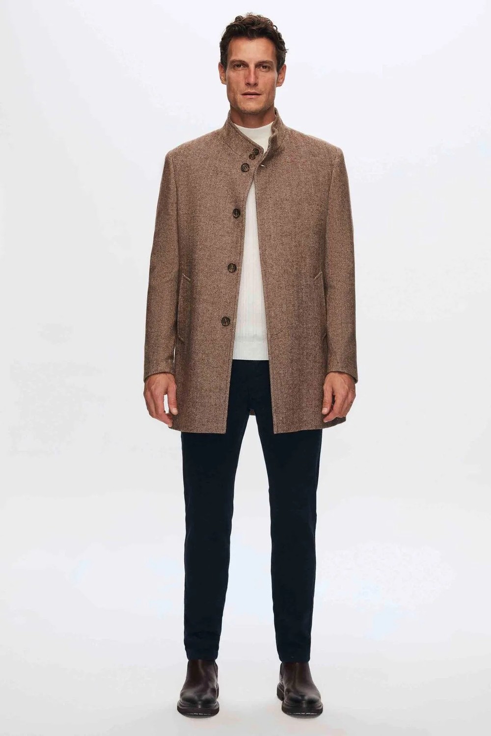 D'S Damat Regular Fit Kahverengi Balıksırtı Kaban 1HF08ORT10003 görsel 8