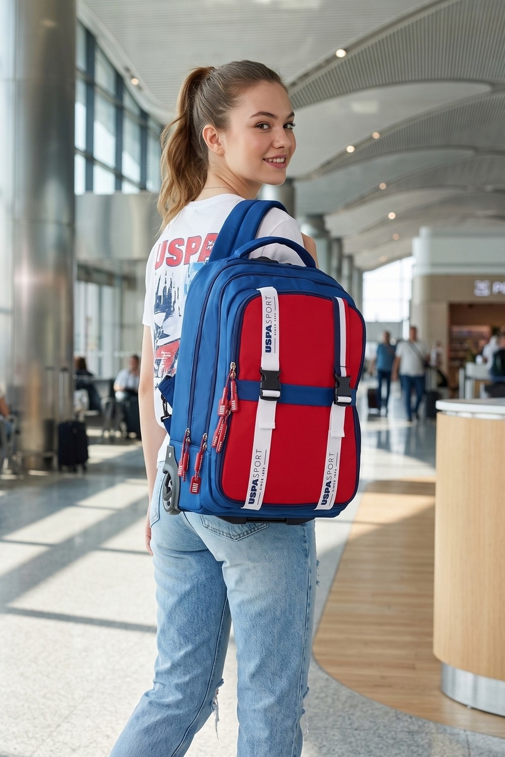 U.S. Polo Assn. U.s Polo Assn. 24575 Çekçekli Ortopedik Okul Çantası Sırt Çantası görsel 2
