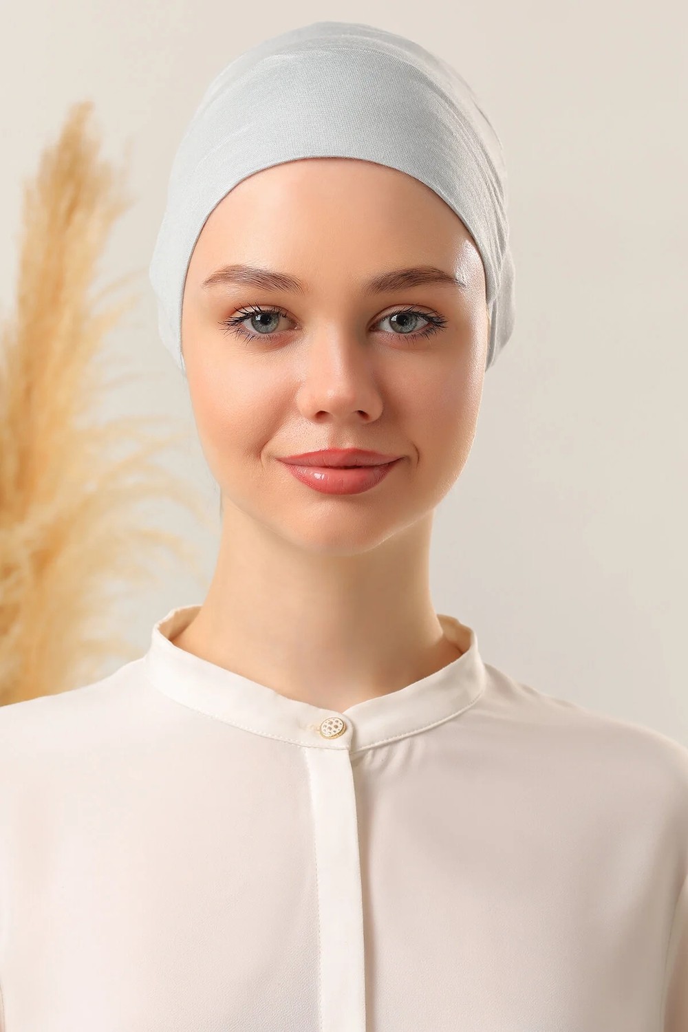 Melodi Scarf Tesettür Silikonlu Kaymaz Bone - Likralı Bağlamalı Bone - Sıkmayan Rahat Nefes Alan Kumaş Beyaz