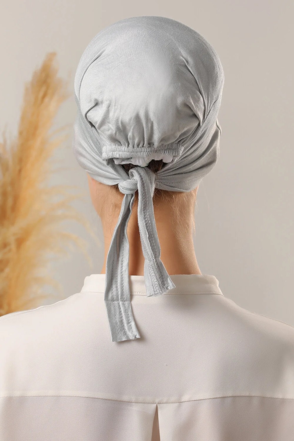 Melodi Scarf Tesettür Silikonlu Kaymaz Bone - Likralı Bağlamalı Bone - Sıkmayan Rahat Nefes Alan Kumaş Beyaz görsel 4