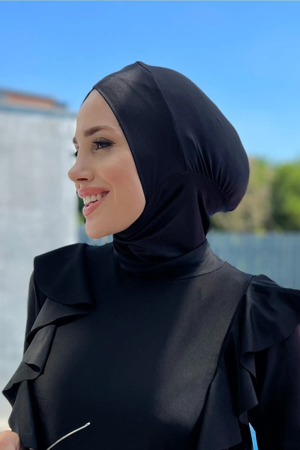 Remsa Mayo Remsa Siyah Çapraz Eşarp Yüzücü Bone R026 Kadınlar İçin Şık ve Fonksiyonel Mayo görsel 6
