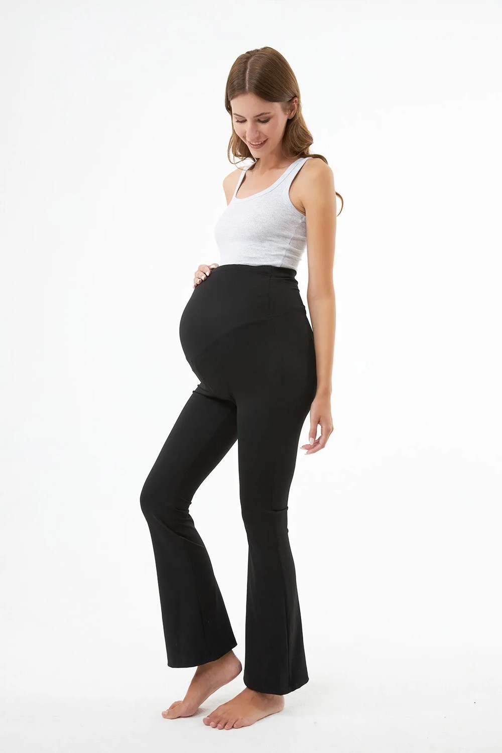 Cottonhill Beauty Cottonhill Siyah Yüksek Bel Hamile İspanyol Paça Kadın Tayt görsel 7