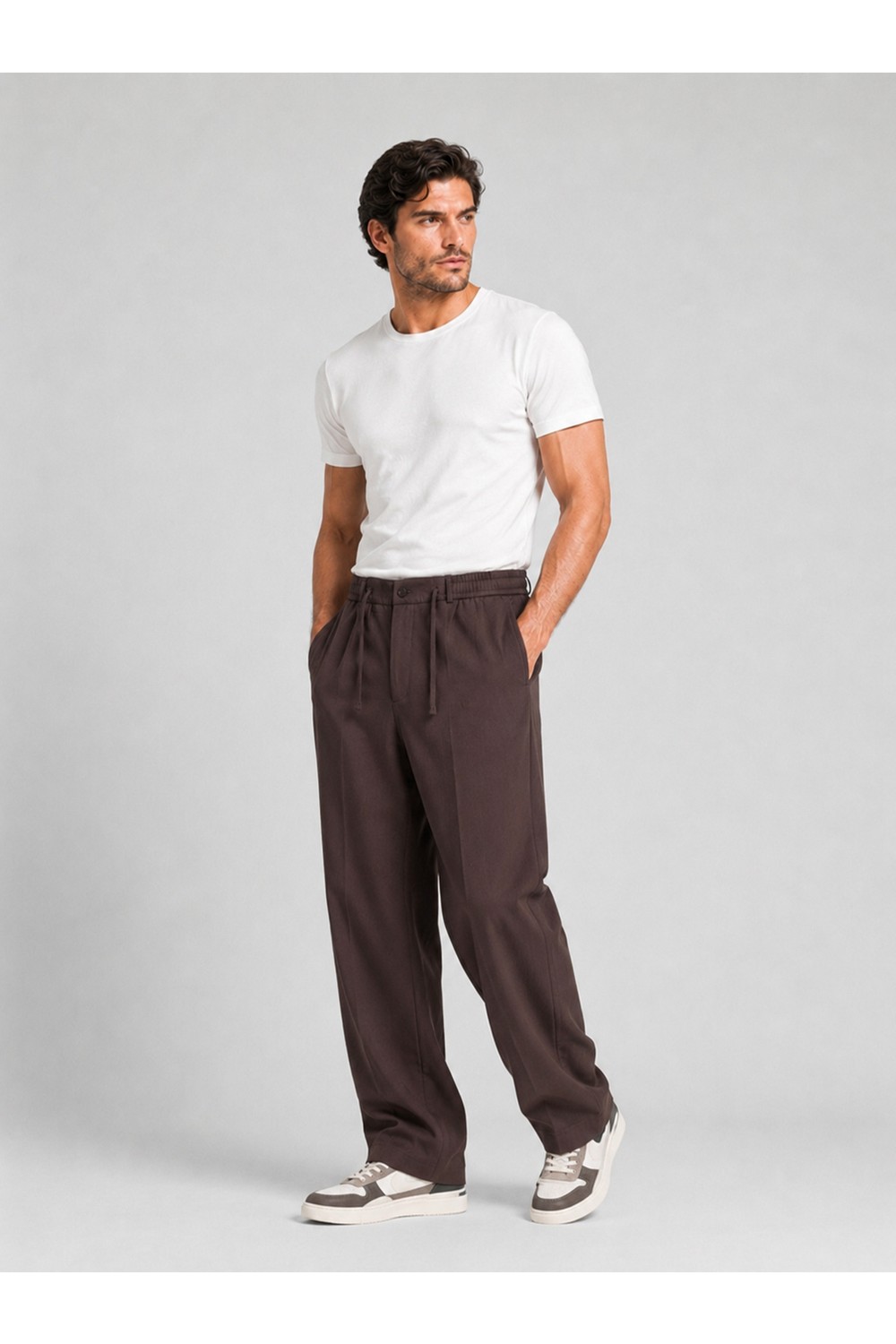 Etikmen Erkek Siyah Relax Fit Bağcıklı Baggy Pantolon görsel 2