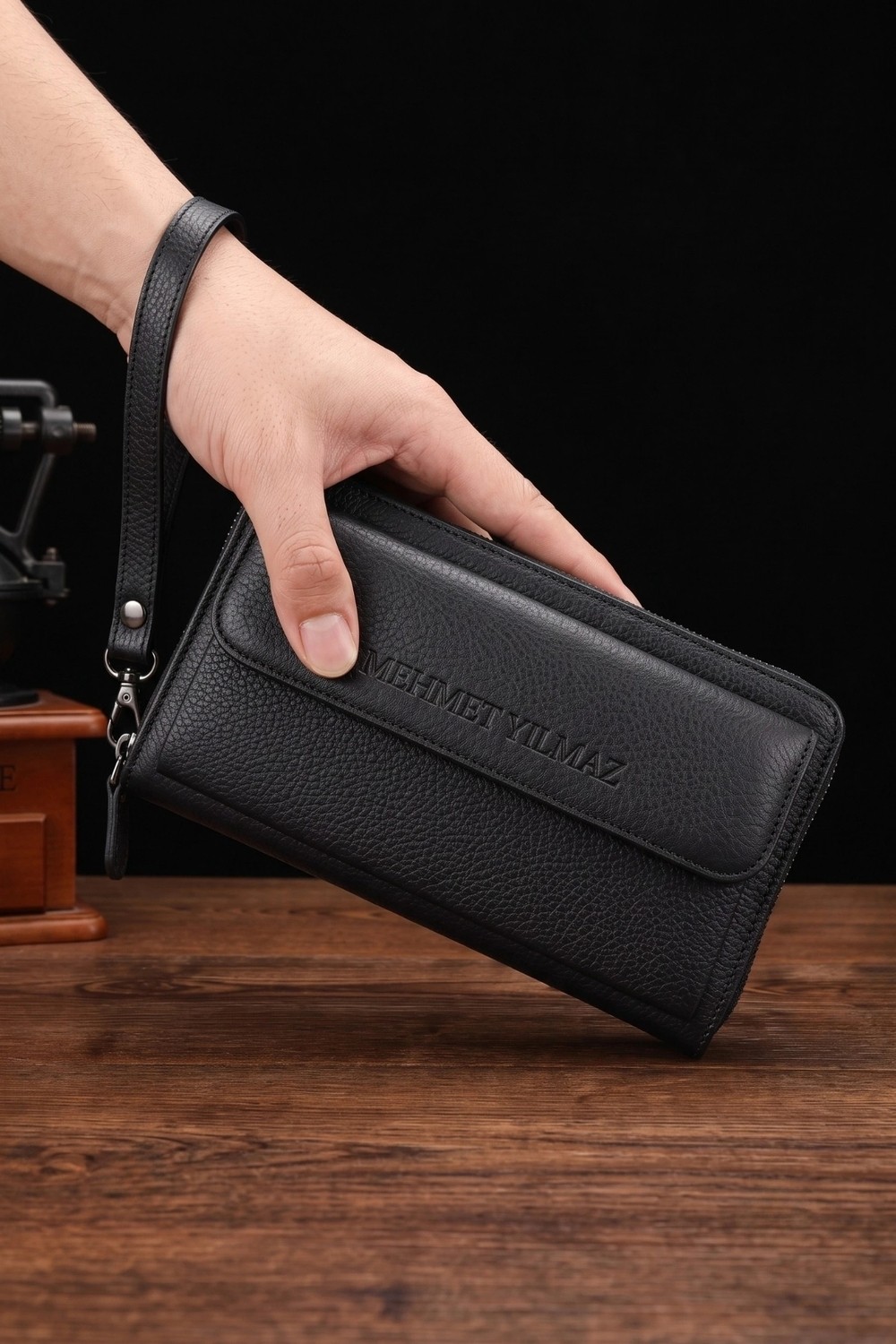 Vanilla Collection Kişiye Özel İsim Baskılı El Portföyü Cüzdan Telefon Bölmeli Fermuarlı Unisex