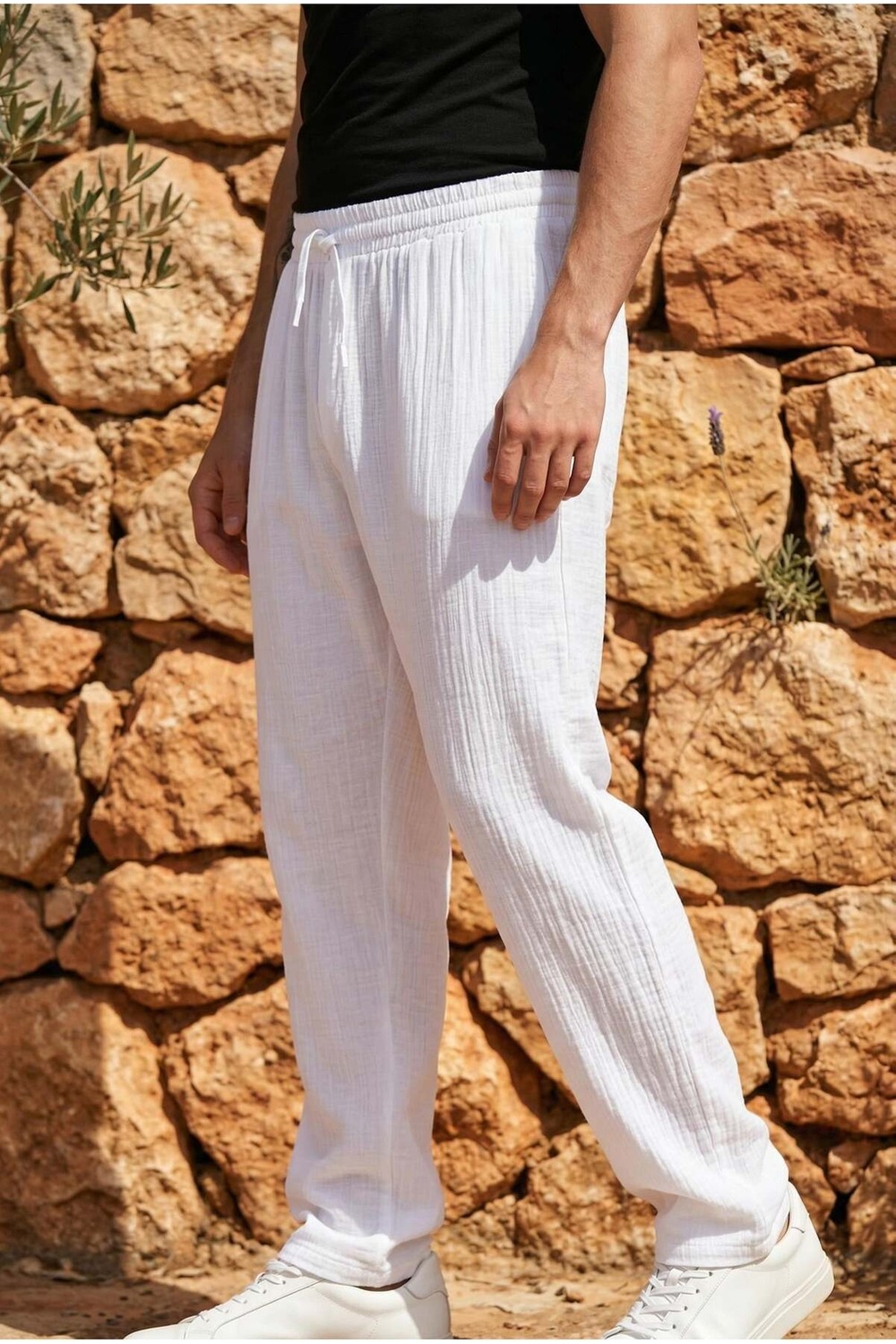 Valiberta Hafif ve Rahat Müslin Baggy Erkek Pantolon - Siyah görsel 7