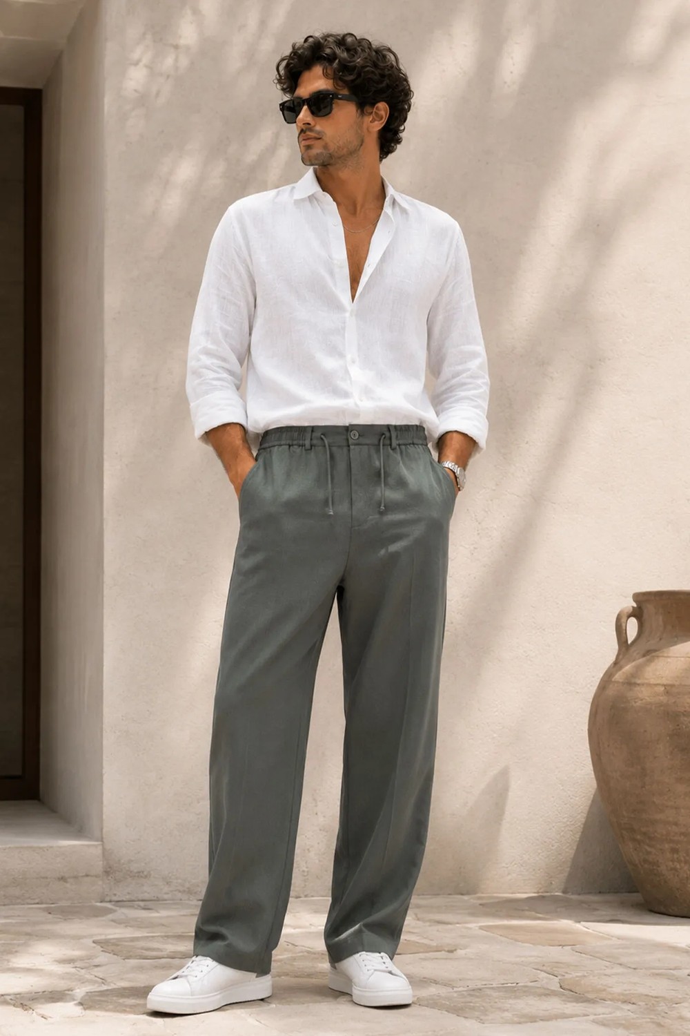 Etikmen Erkek Siyah Relax Fit Bağcıklı Baggy Pantolon