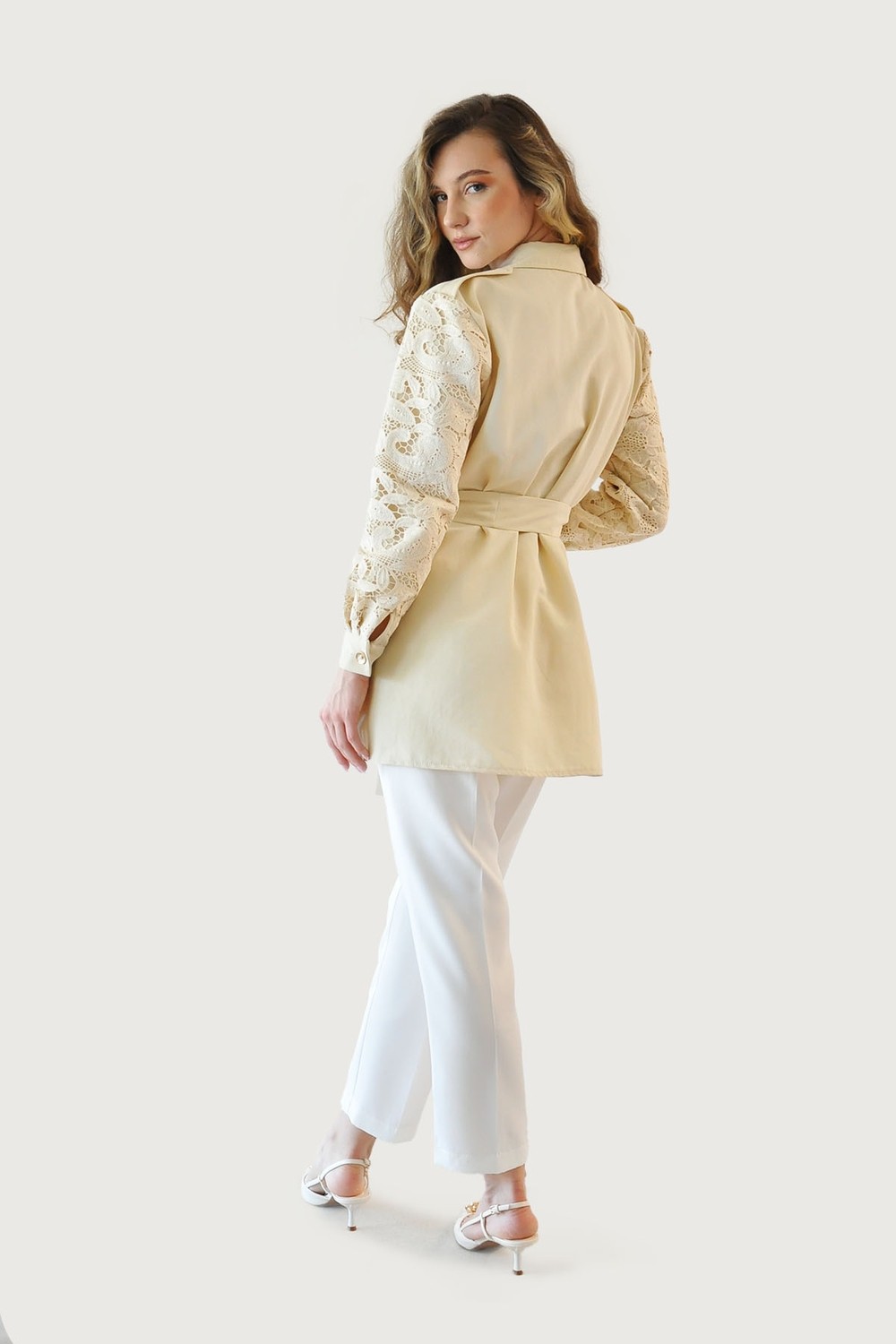 Rukayyel Kate Dantelli Ceket - Krem görsel 8