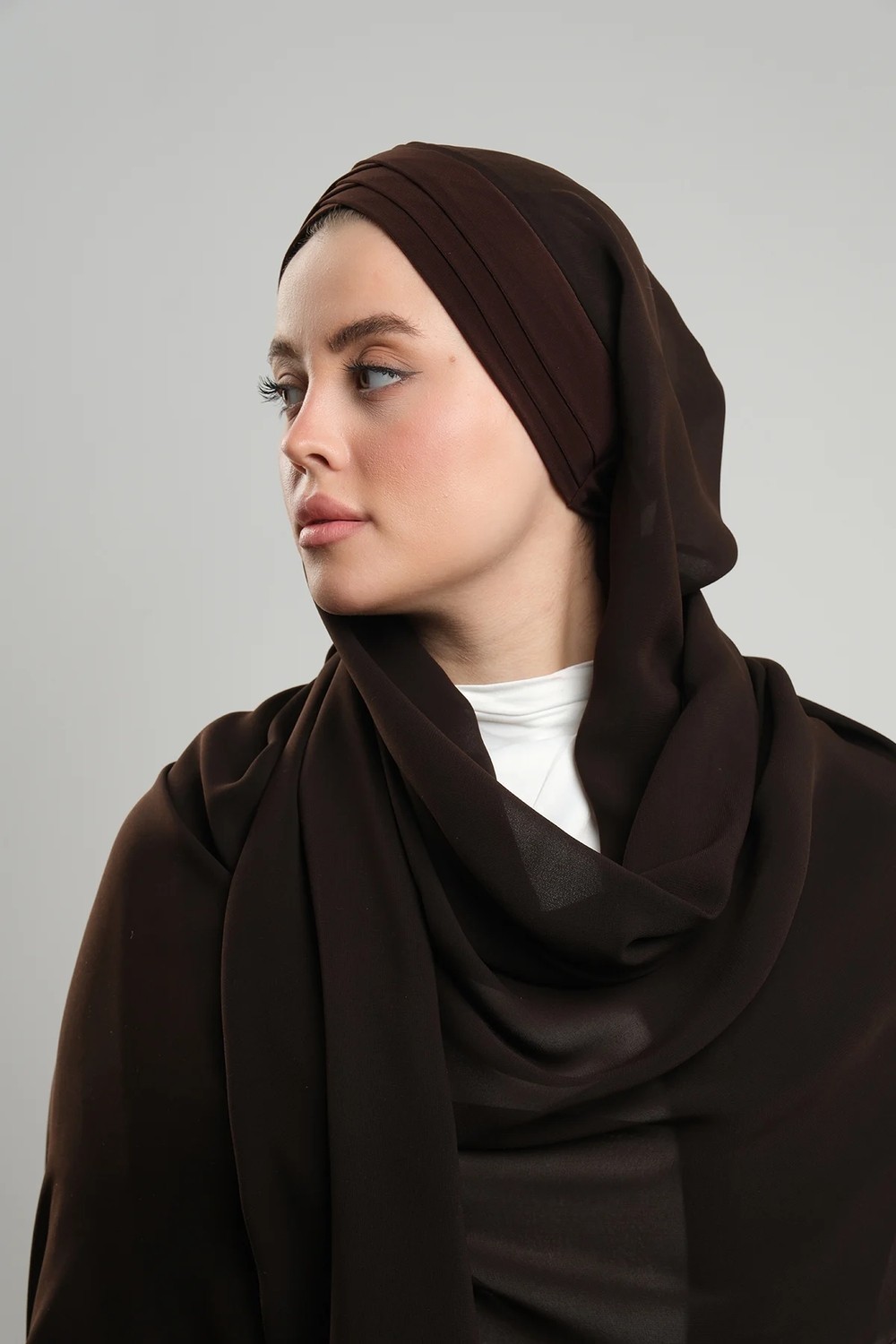 Hürrem Bone Pudra Arkadan Bağlamalı Aqualina Şal Hafif Suya Dayanıklı Şifon Çapraz Üç Bantlı 2514_06 görsel 6