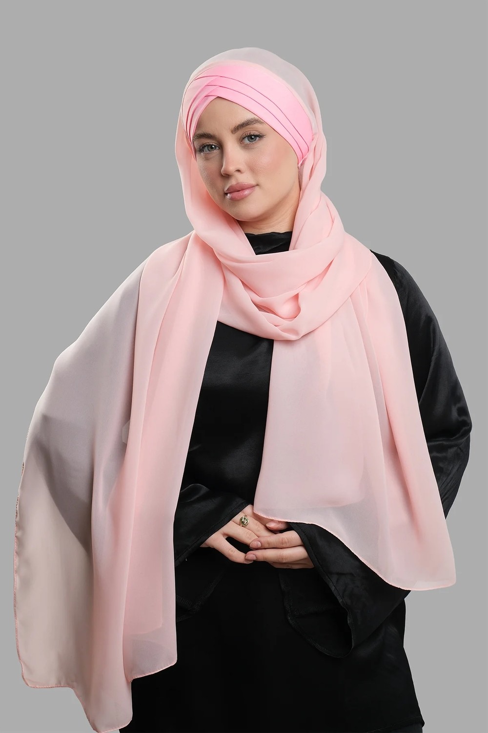 Hürrem Bone Pudra Arkadan Bağlamalı Aqualina Şal Hafif Suya Dayanıklı Şifon Çapraz Üç Bantlı 2514_06