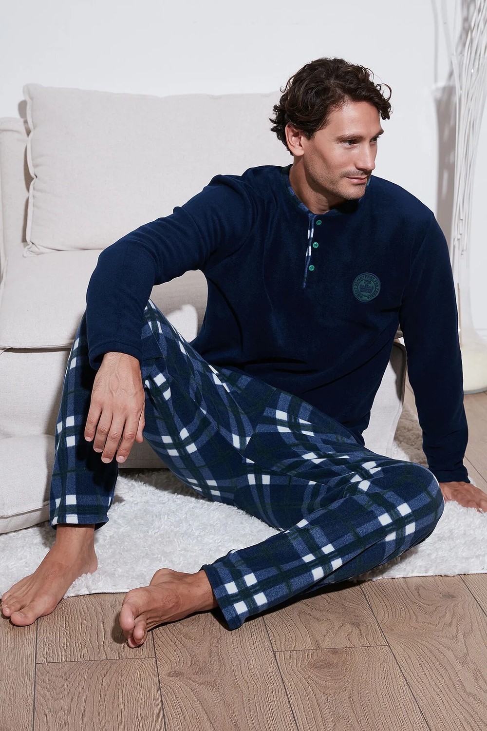 Buratti Ekose Regular Fit Bisiklet Yaka Kışlık Polar Pijama Takımı Erkek Pijama Takımı 609610013W4 görsel 7