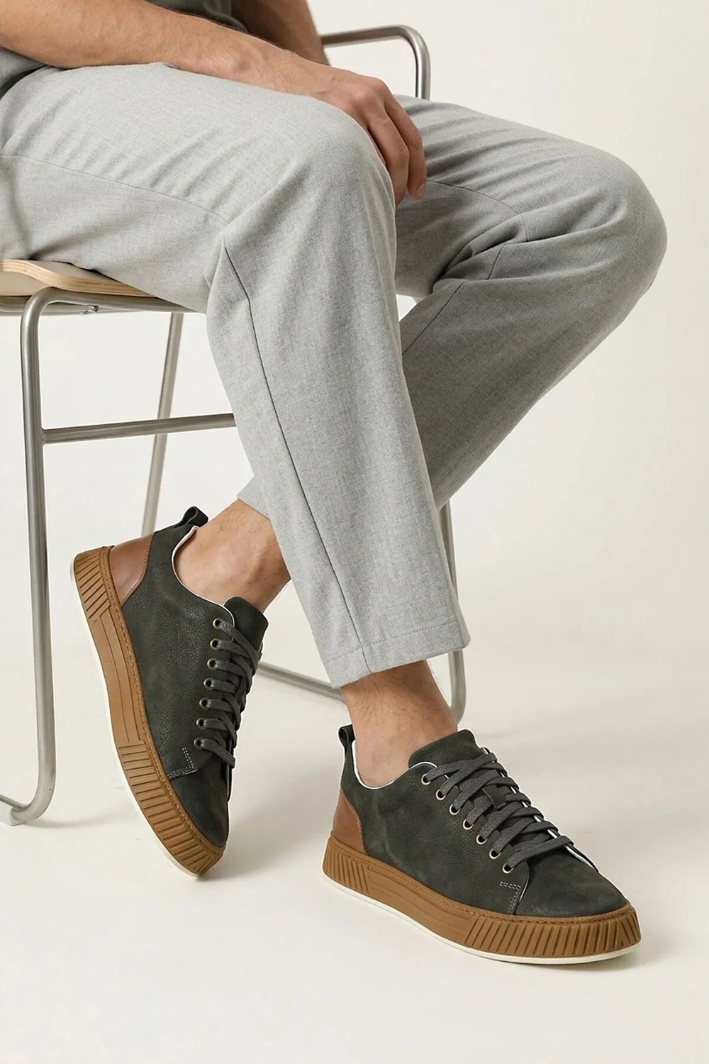 Ziya , Erkek Hakiki Deri Günlük Sneaker 161983Z8702 Kahve