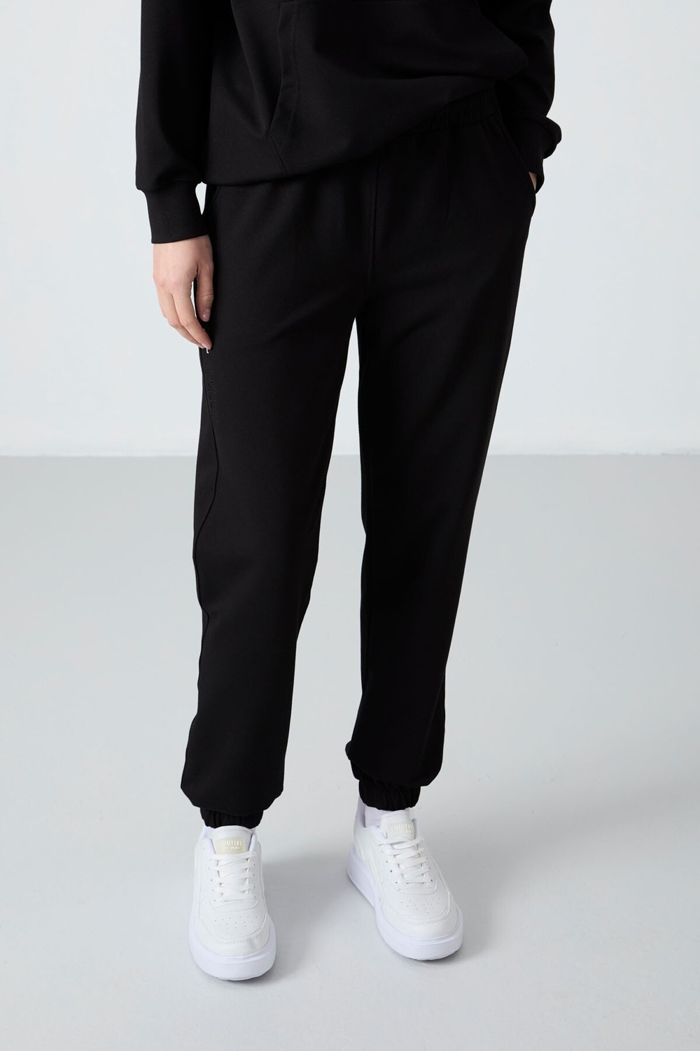 Tommy Life Eflatun Kapüşonlu Kanguru Cep Rahat Form Lastik Paça Kadın Eşofman Takımı - 95288 görsel 7