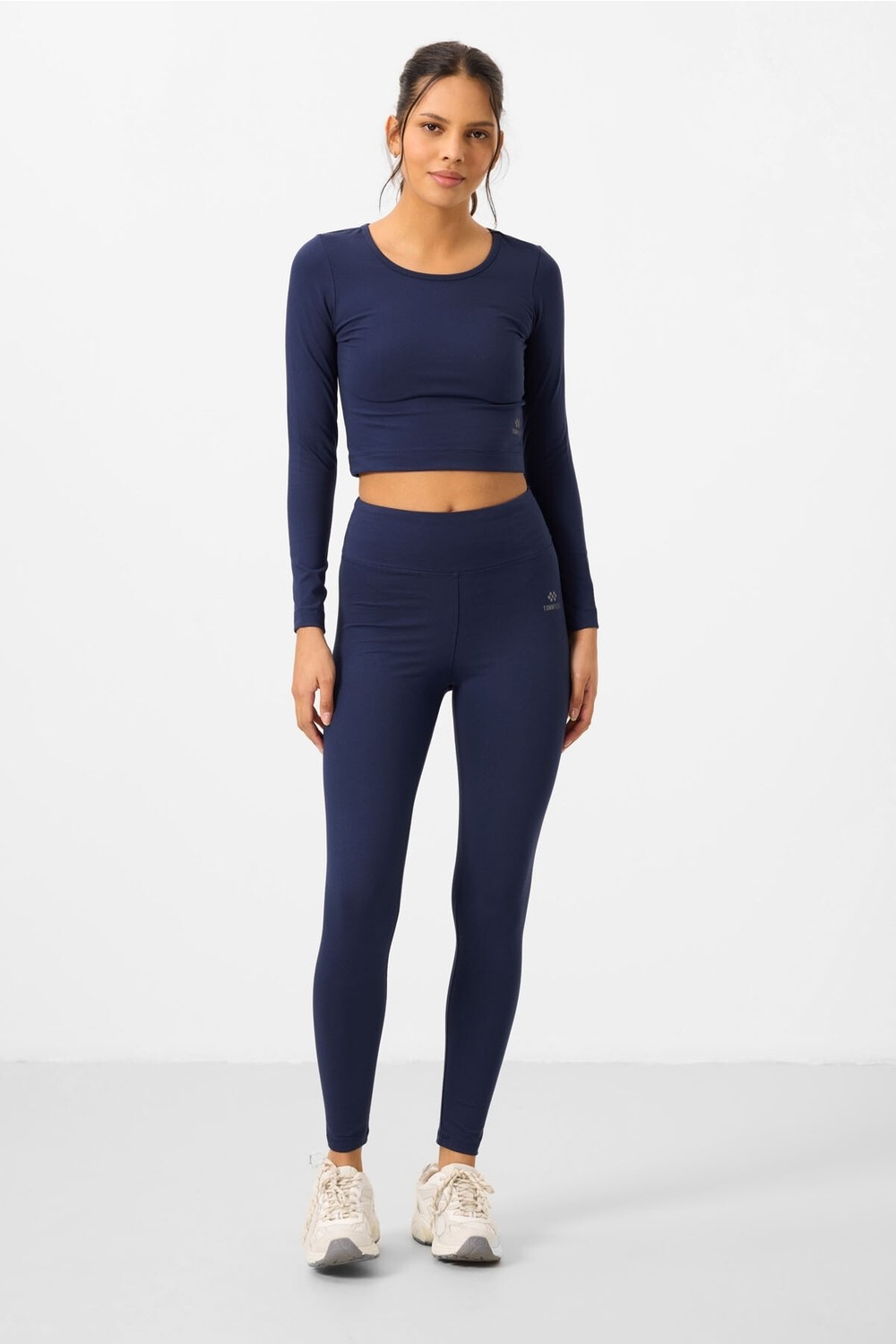 Tommy Life Siyah Yüksek Bel Uzun Kollu Slim Fit Crop Top Kadın Tayt Takım - 95286 görsel 7