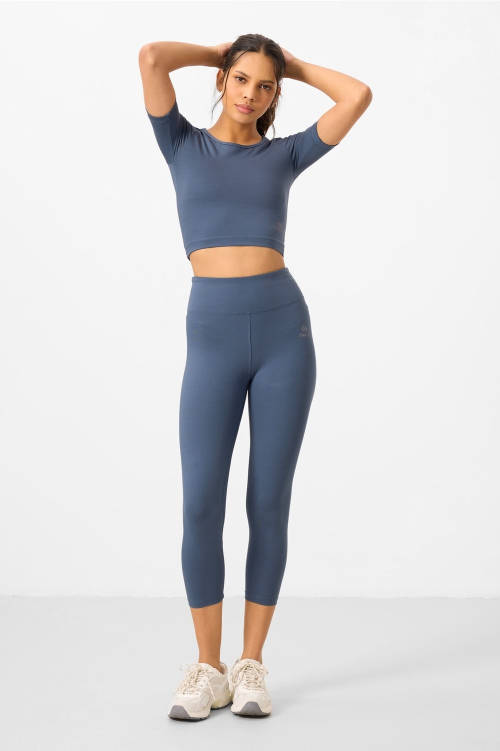 Tommy Life Siyah Yüksek Bel Kapri-Crop T-Shirt Slim Fit Kadın Tayt Takım - 95285 görsel 8